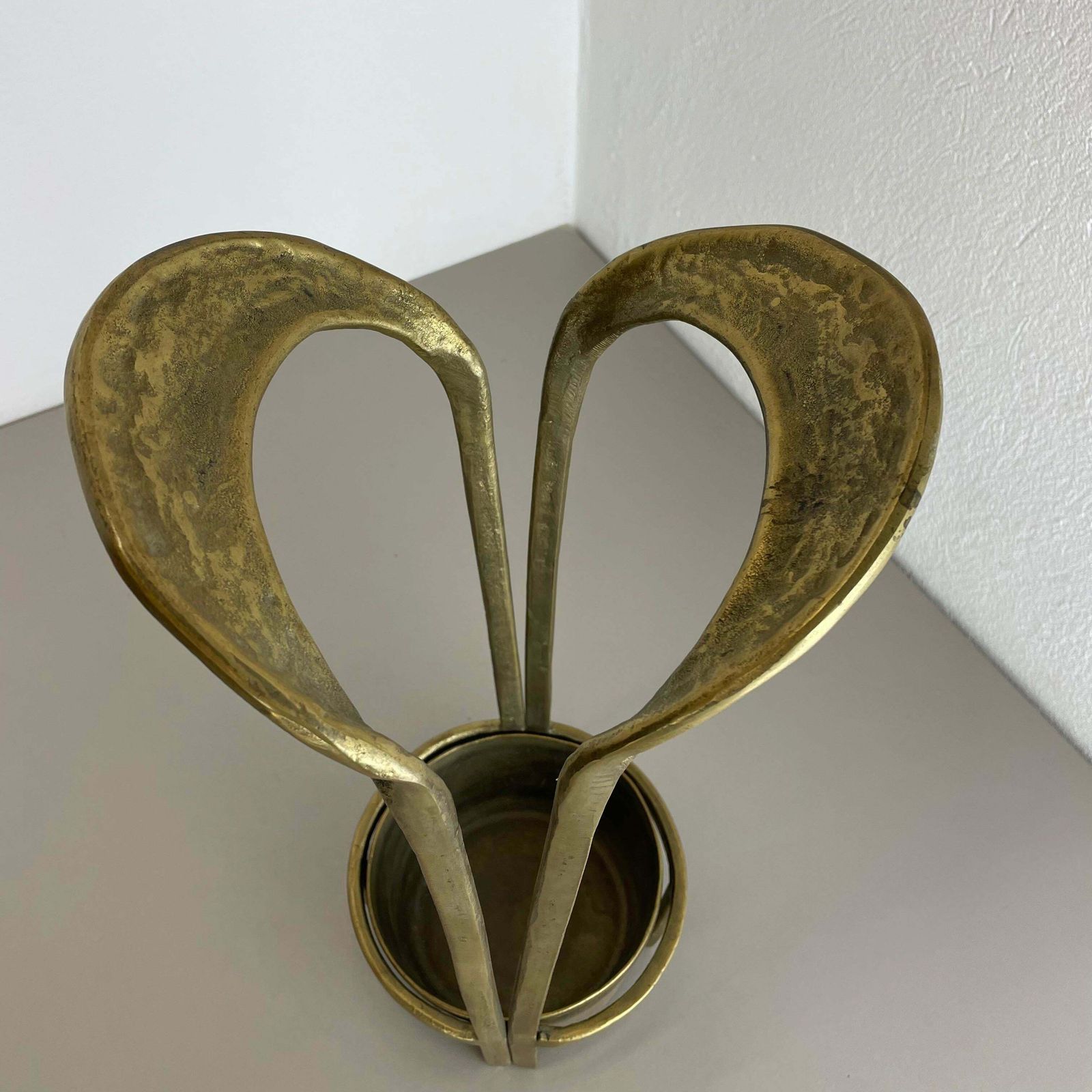 photo buy Orig. 4,4kg Hollywood Regency Solid Brutalist Brass Umbrella Stand, Italy, 1970