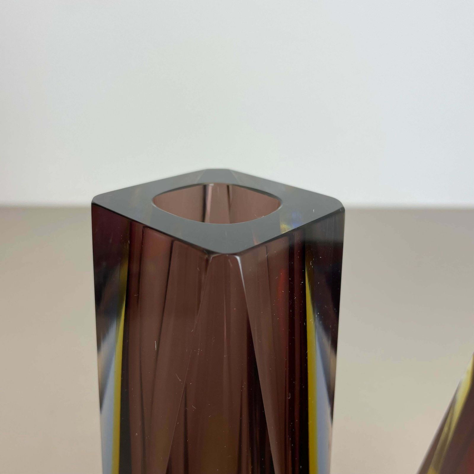 Set Of 2 Faceted Murano Glass Sommerso Vase Designed By Flavio Poli Italy, 1970s photo buy