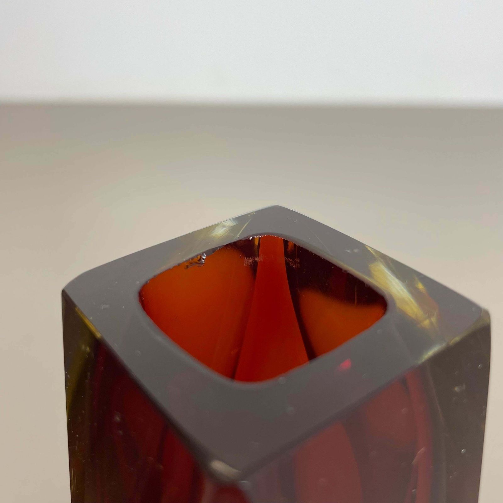 Home Decor Set Of 2 Faceted Murano Glass Sommerso Vase Designed By Flavio Poli Italy, 1970s photo