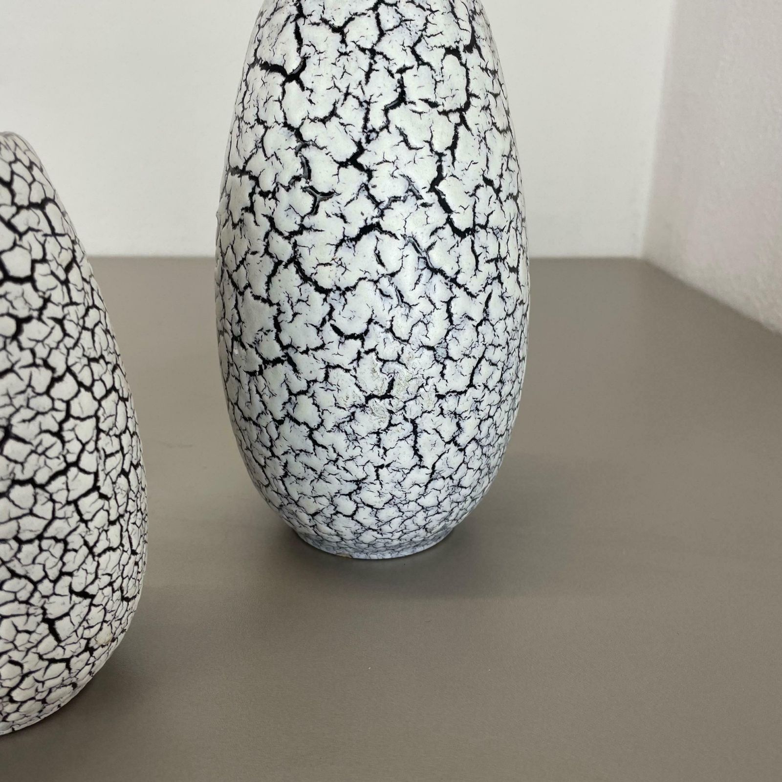 499.0 Set Of Three Pottery Fat Lava Vases "Craquele" By Jasba, Germany, 1970s photo