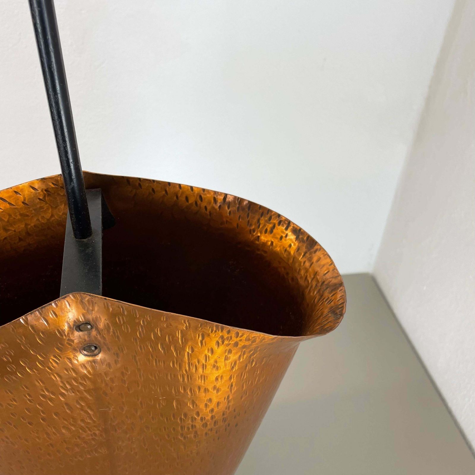 Original Metal Copper Brutalist Hollywood Regency Umbrella Stand Germany, 1970s photo vintage