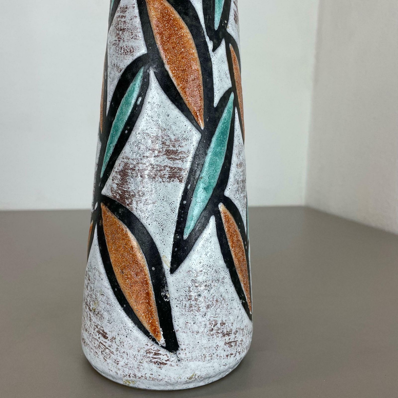 408.0 Fat Lava Multi Colour Floral Vase Scheurich Europ Linie Germany Wgp, 1970 photo