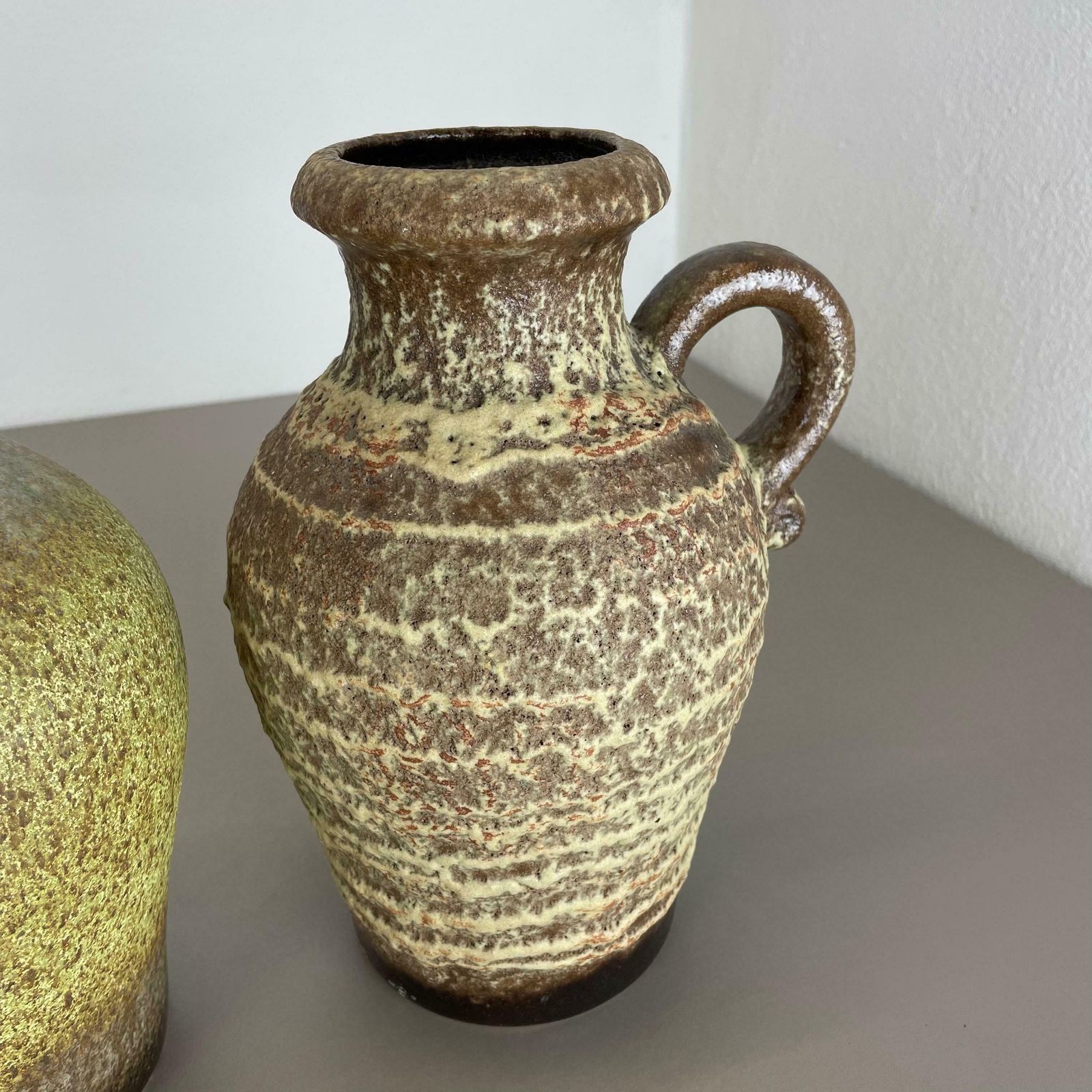 photo furniture Set Of Two Pottery Fat Lava Vases "Multi Colour" By Scheurich, Germany, 1970s