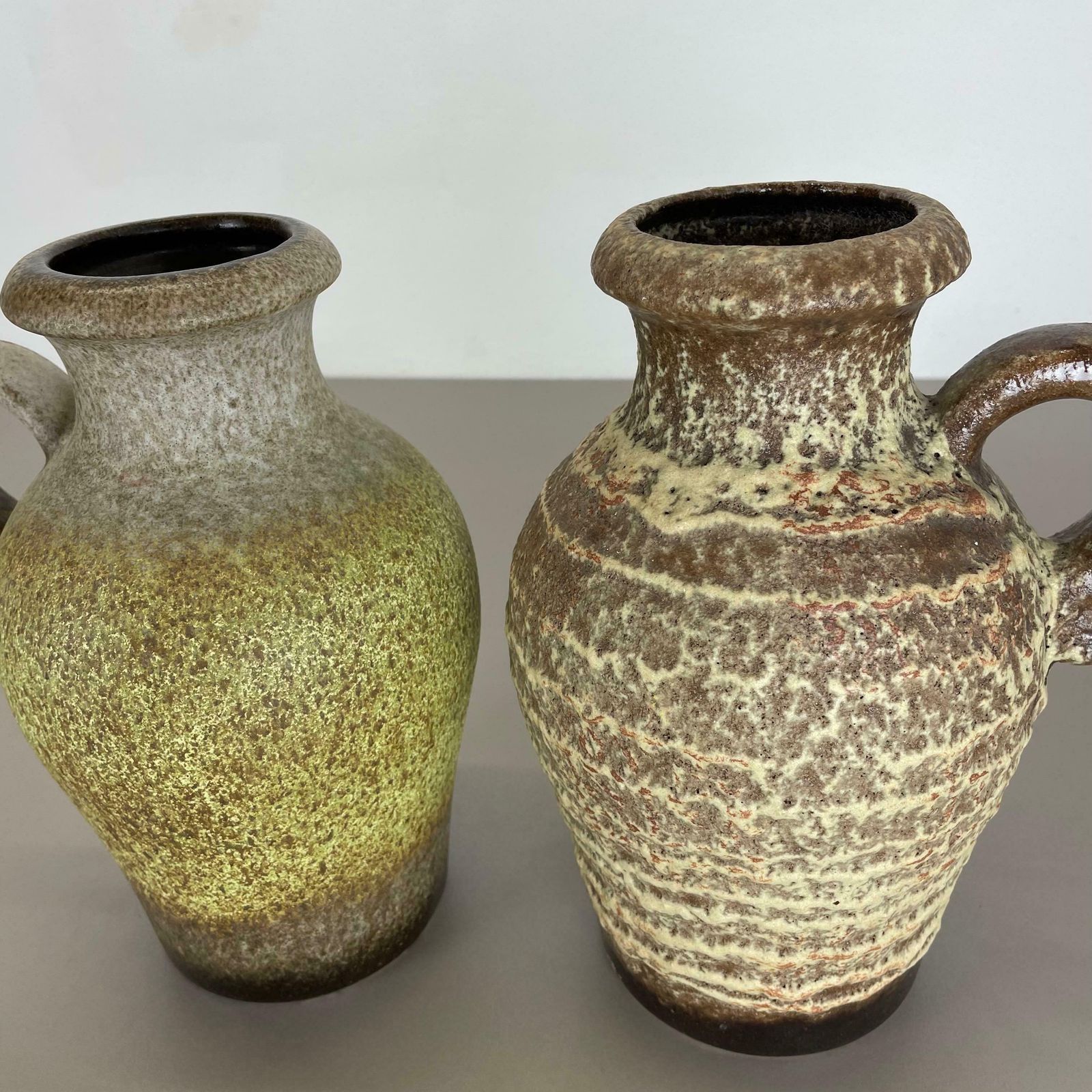 Home Decor Set Of Two Pottery Fat Lava Vases "Multi Colour" By Scheurich, Germany, 1970s photo