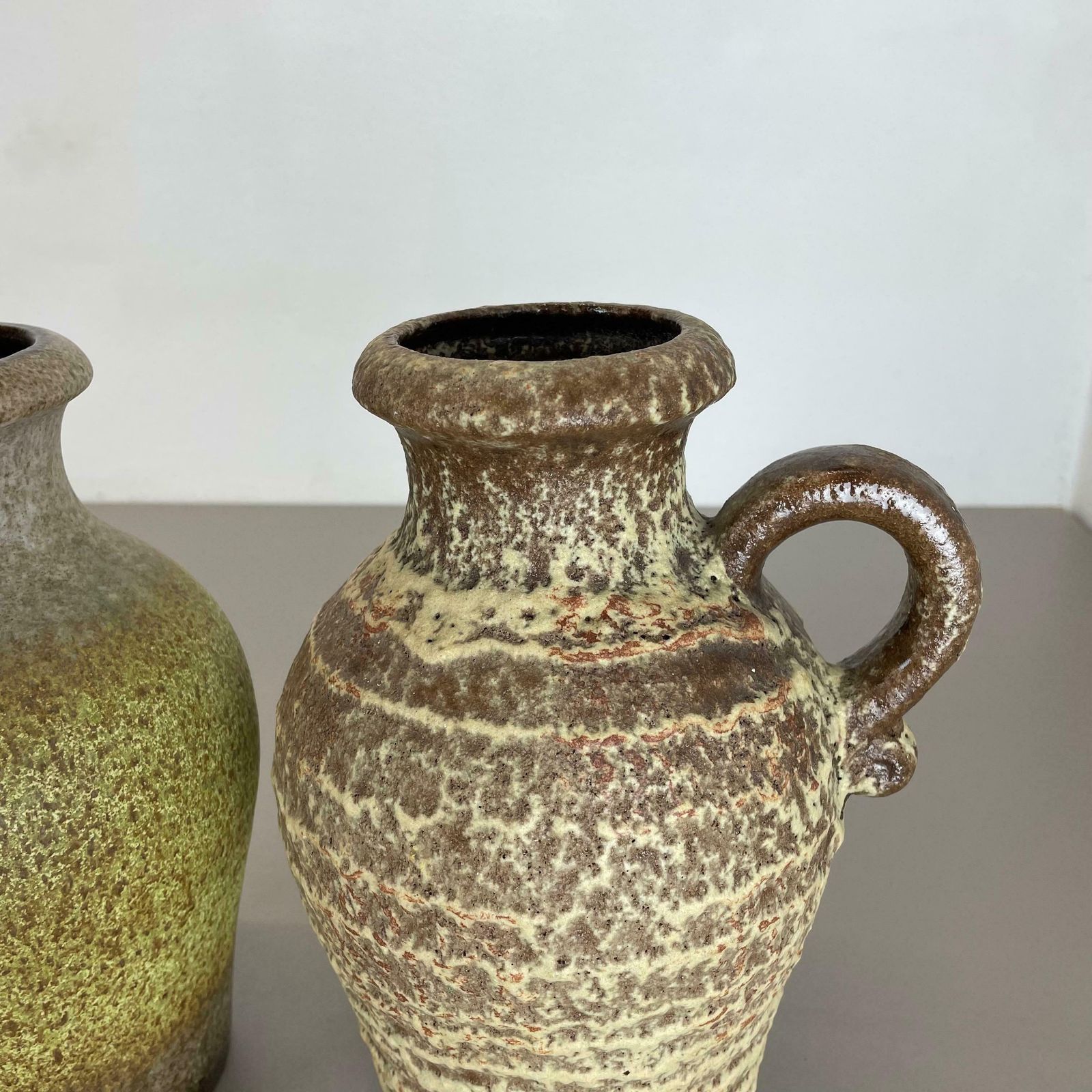 535.0 Set Of Two Pottery Fat Lava Vases "Multi Colour" By Scheurich, Germany, 1970s photo