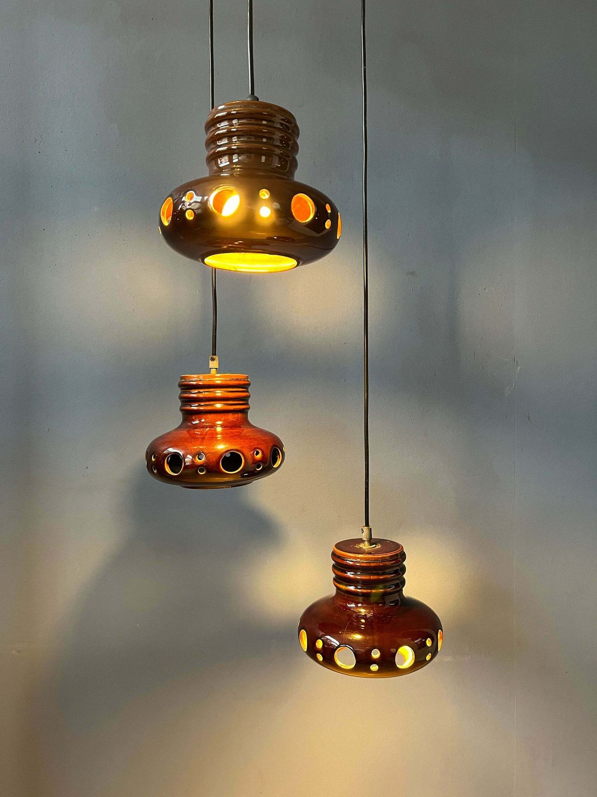 West Germany Ceramic Cascade Chandelier / Pendant Light photo furniture