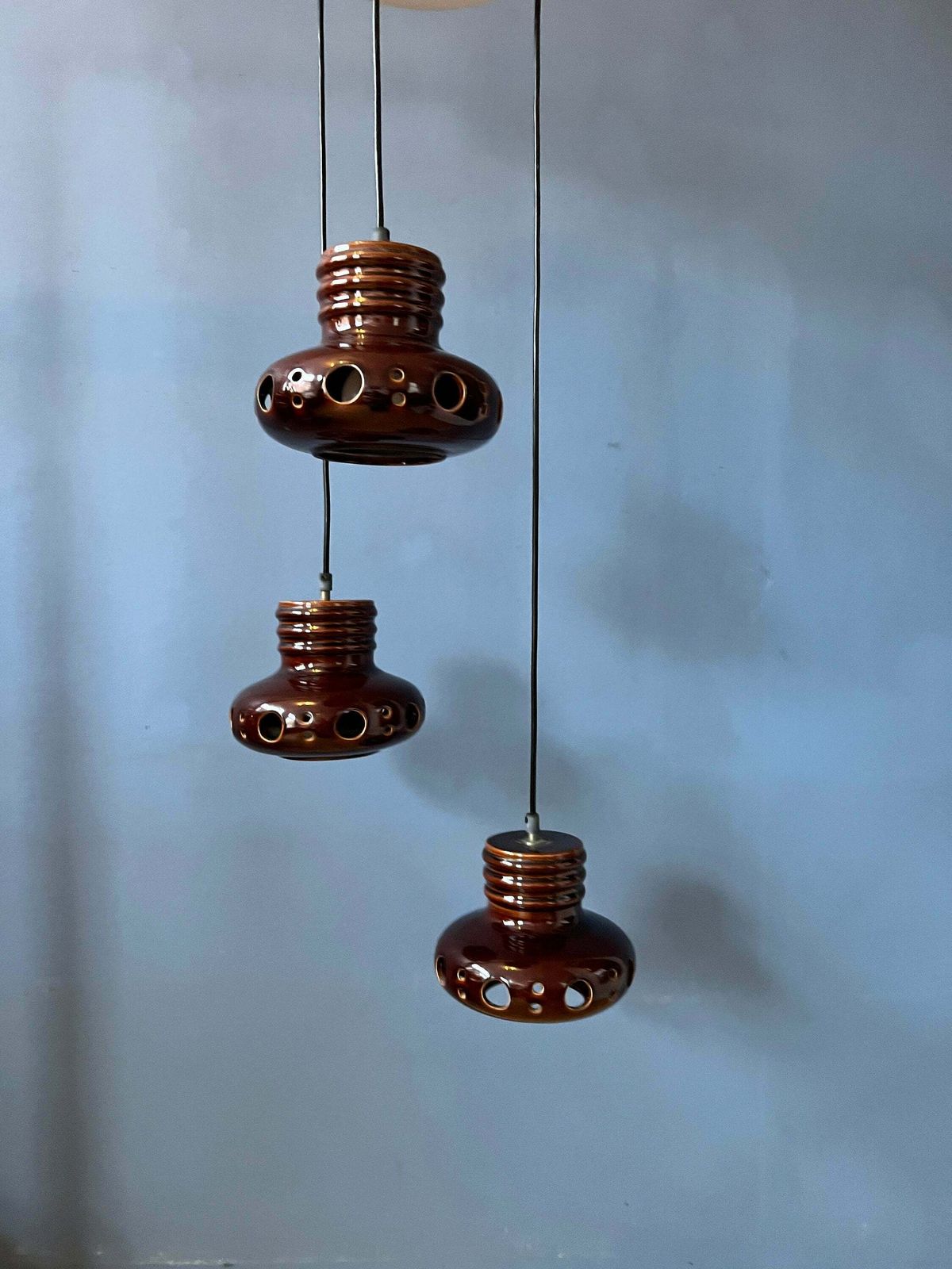 West Germany Ceramic Cascade Chandelier / Pendant Light photo 428.792