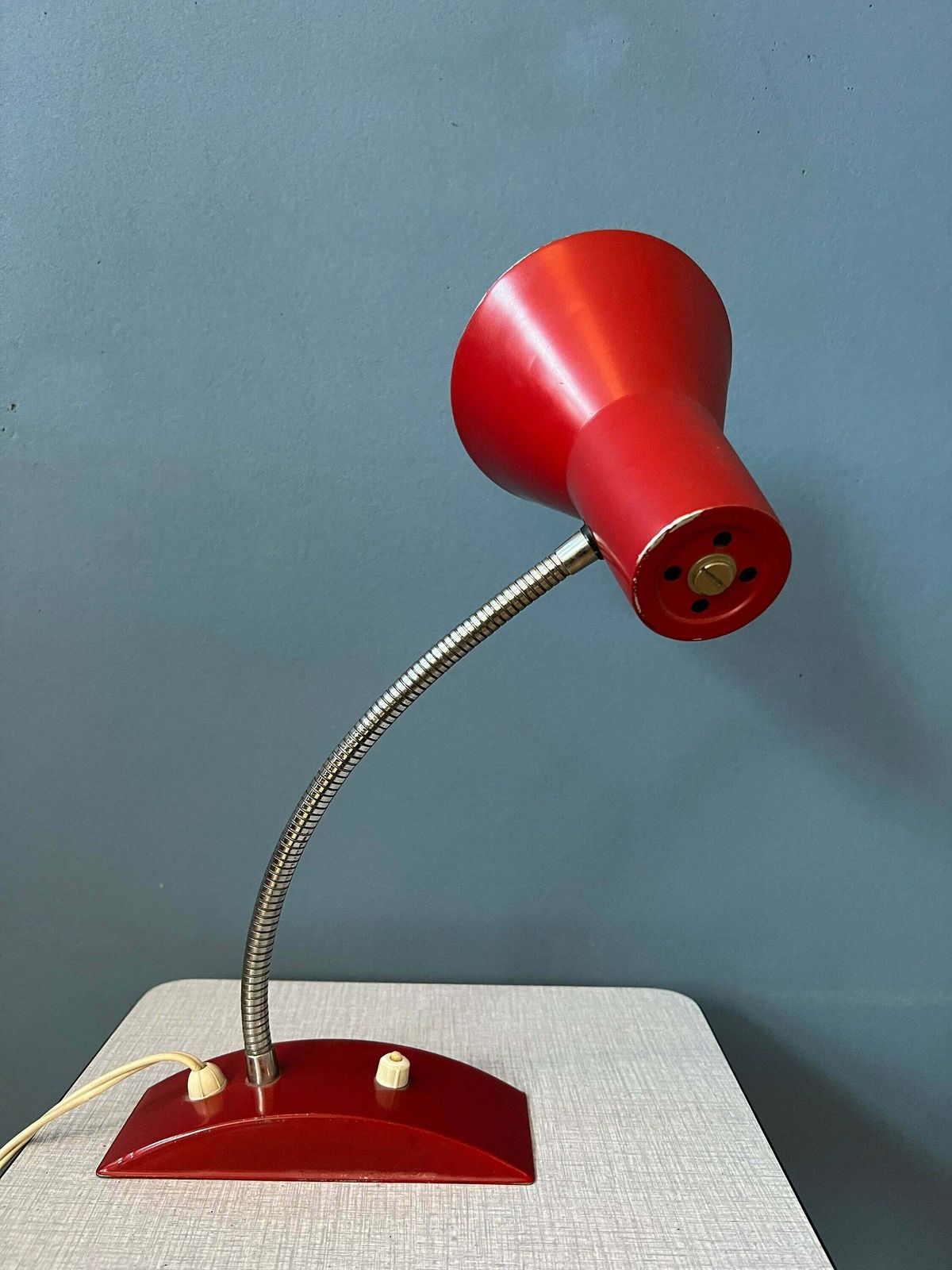 Flexible Vintage Red Space Age Table Lamp photo vinterior