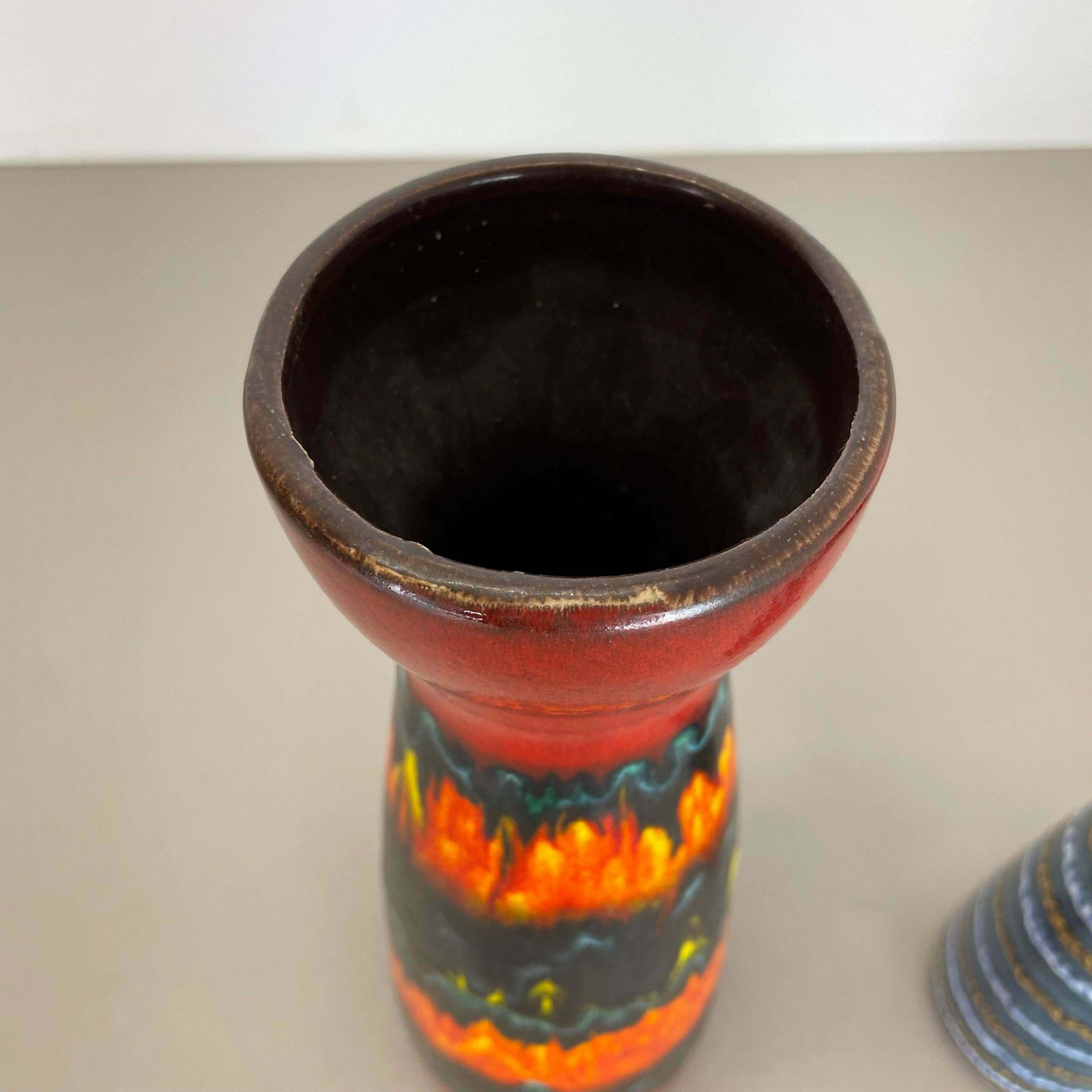 photo furniture Set Of Two Pottery Fat Lava Vases "Multi Colour" By Scheurich, Germany, 1970s