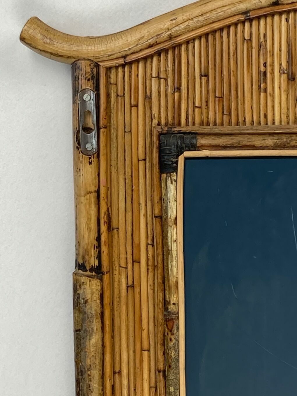 Midcentury Palm Regency Bamboo Rattan Pencil Reed Mirror photo buy