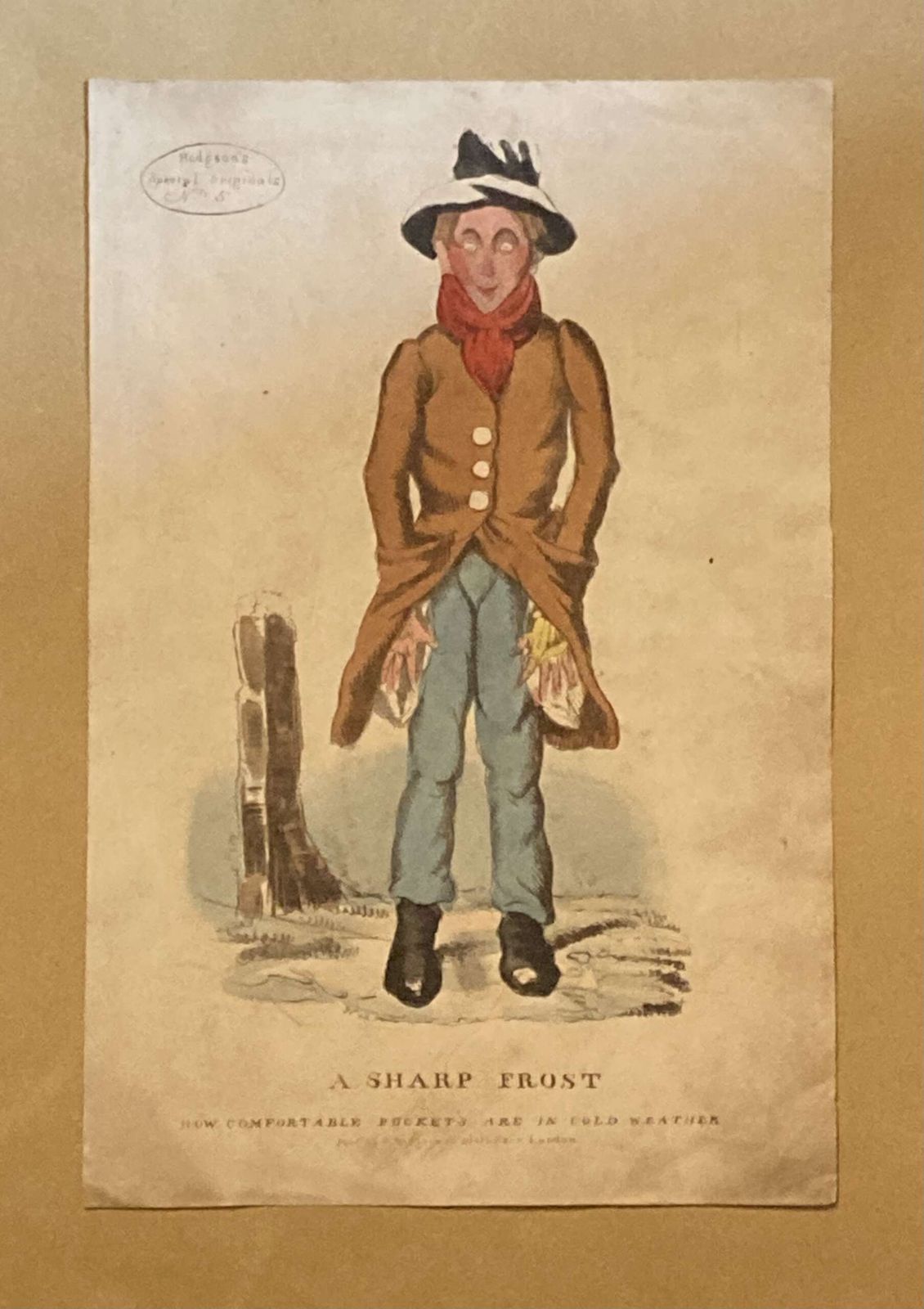 1830s Hand Coloured Lithograph A Sharp Frost By O.Hodgson Cloth Fair