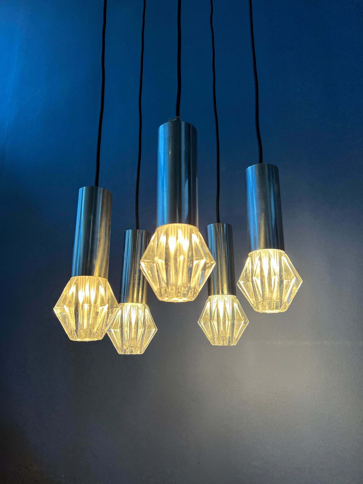Mid Century Space Age Cascade Hanglamp / Vintage Lichtarmatuur photo for sale