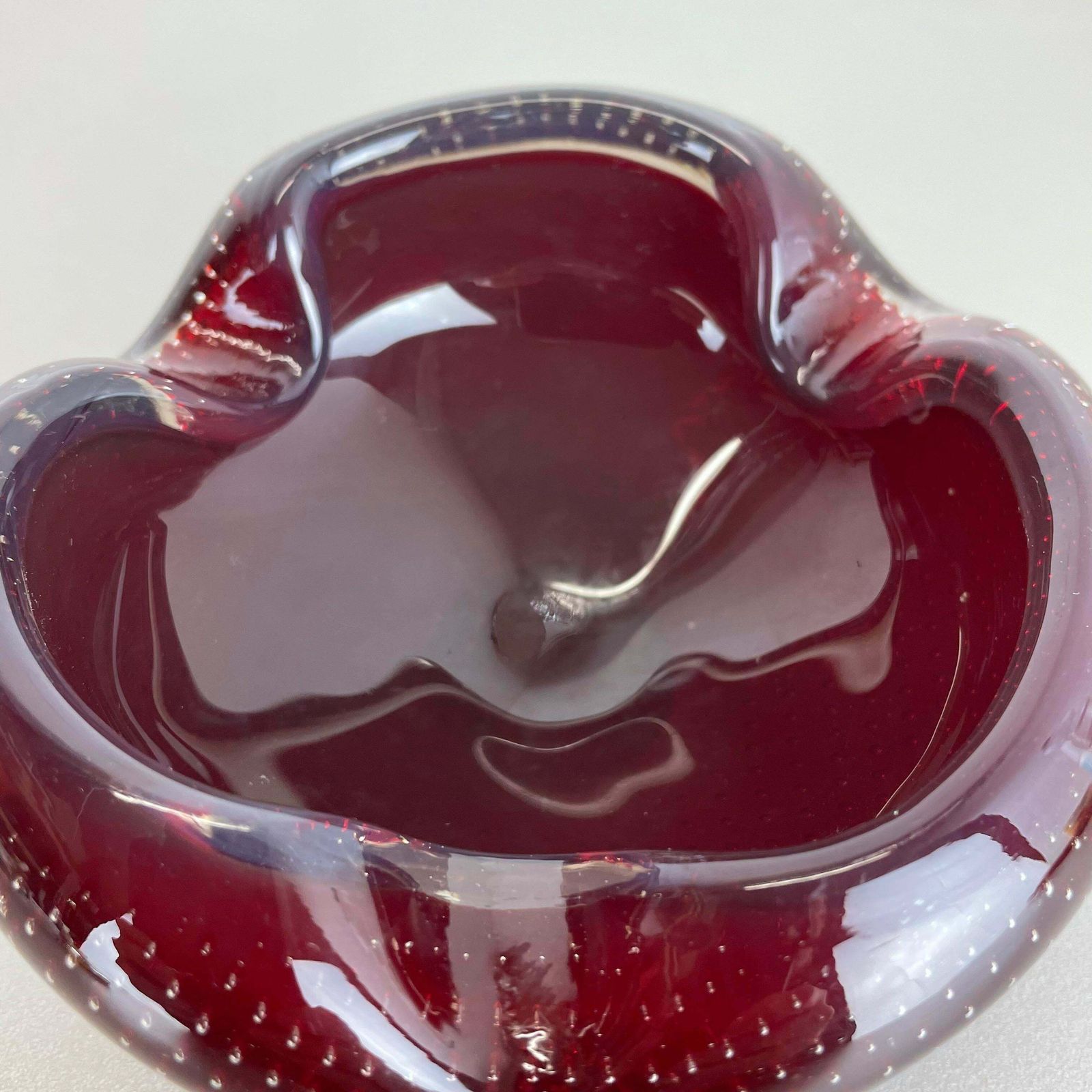 Red Bubble Murano Glass Bowl Shells Ashtray Element By Venini Italy 1970s No 2 photo 354.0