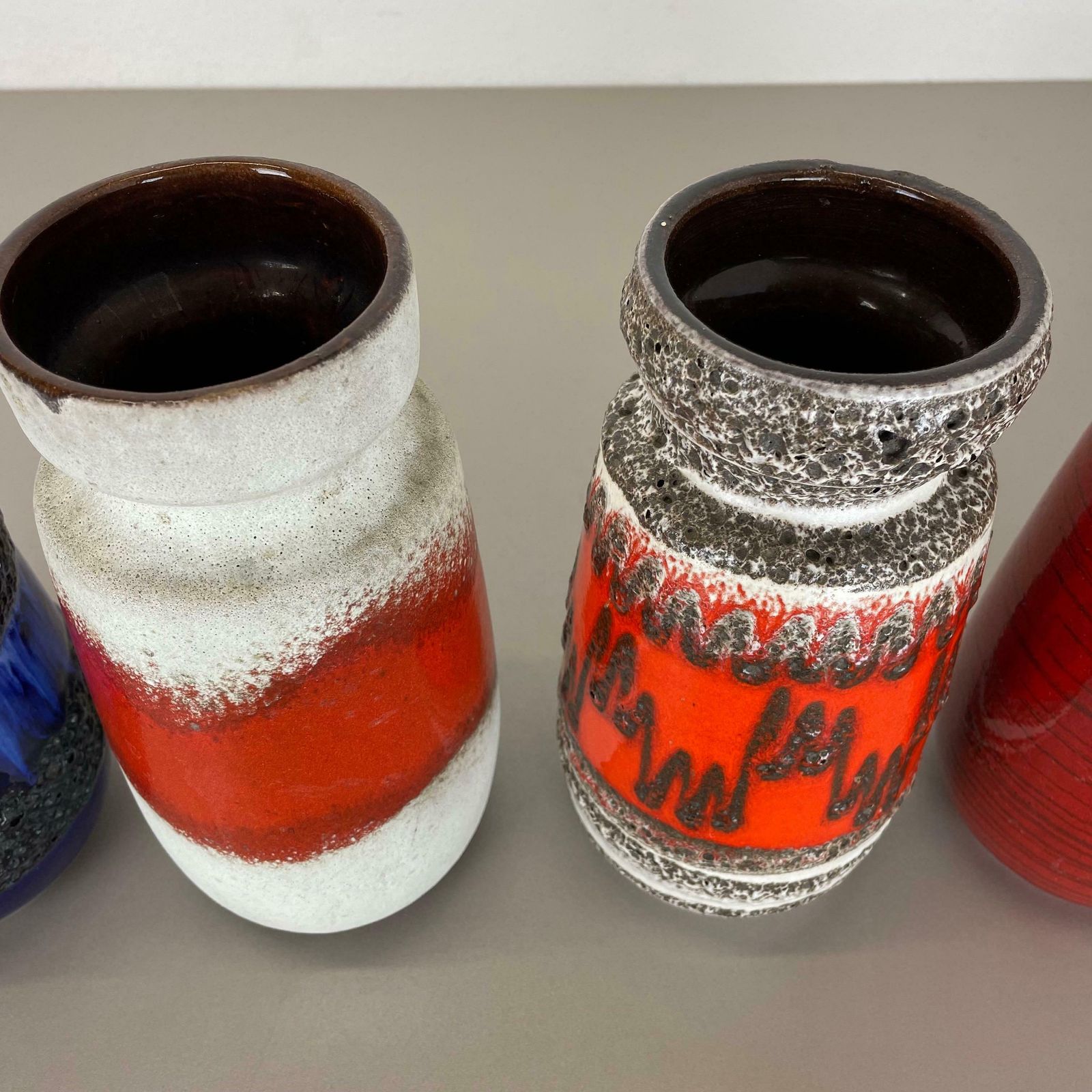 Home Decor Set Of Four Vintage Pottery Fat Lava Vases Made By Scheurich, Germany, 1970s photo