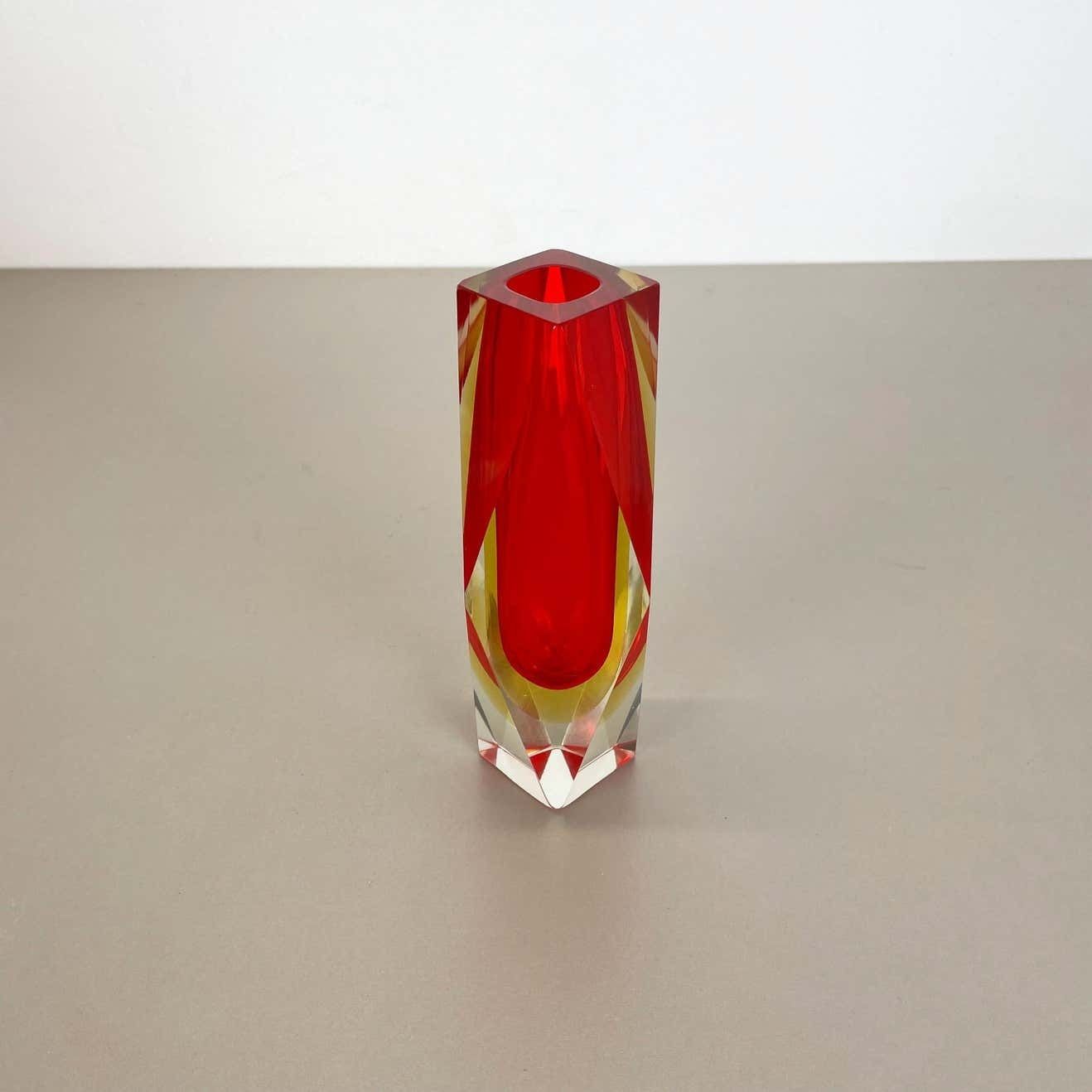 Large Red Murano Glass Sommerso Vase By Flavio Poli Attributed, Italy 1970s photo for sale