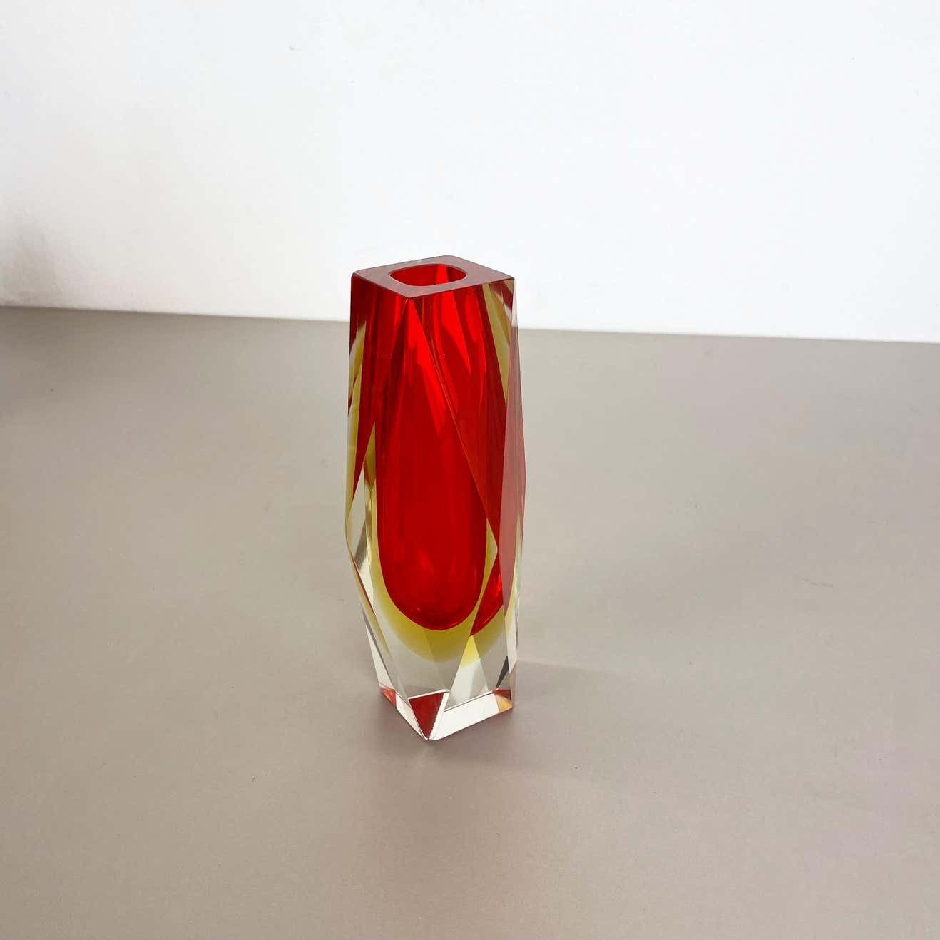 Large Red Murano Glass Sommerso Vase By Flavio Poli Attributed, Italy 1970s photo Home Decor