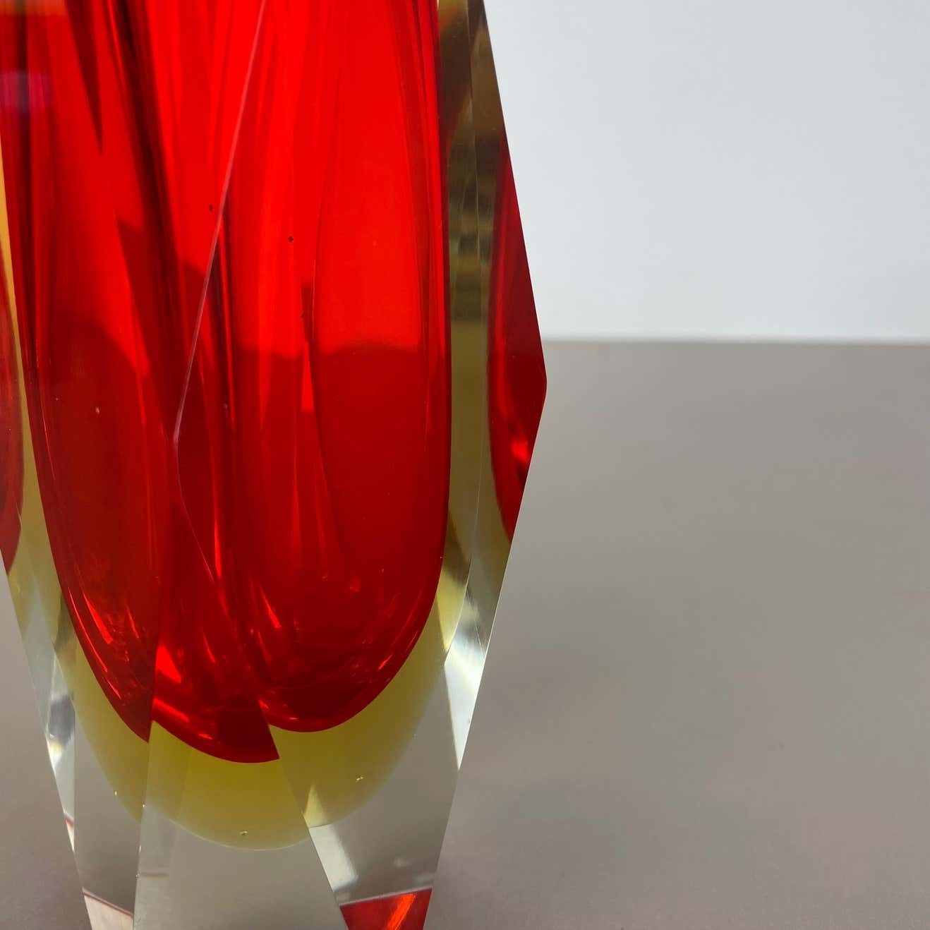 Large Red Murano Glass Sommerso Vase By Flavio Poli Attributed, Italy 1970s photo buy