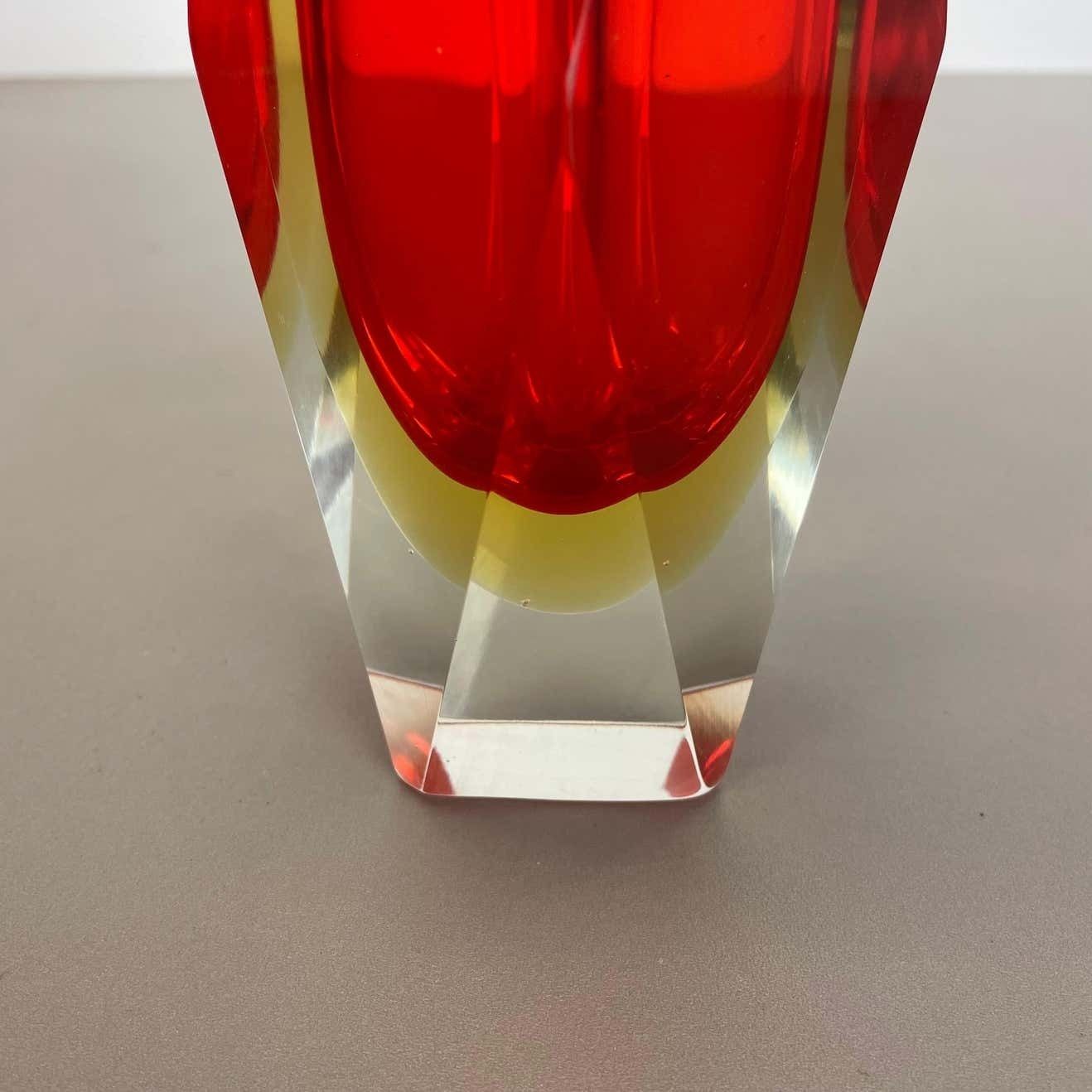 Large Red Murano Glass Sommerso Vase By Flavio Poli Attributed, Italy 1970s photo vintage
