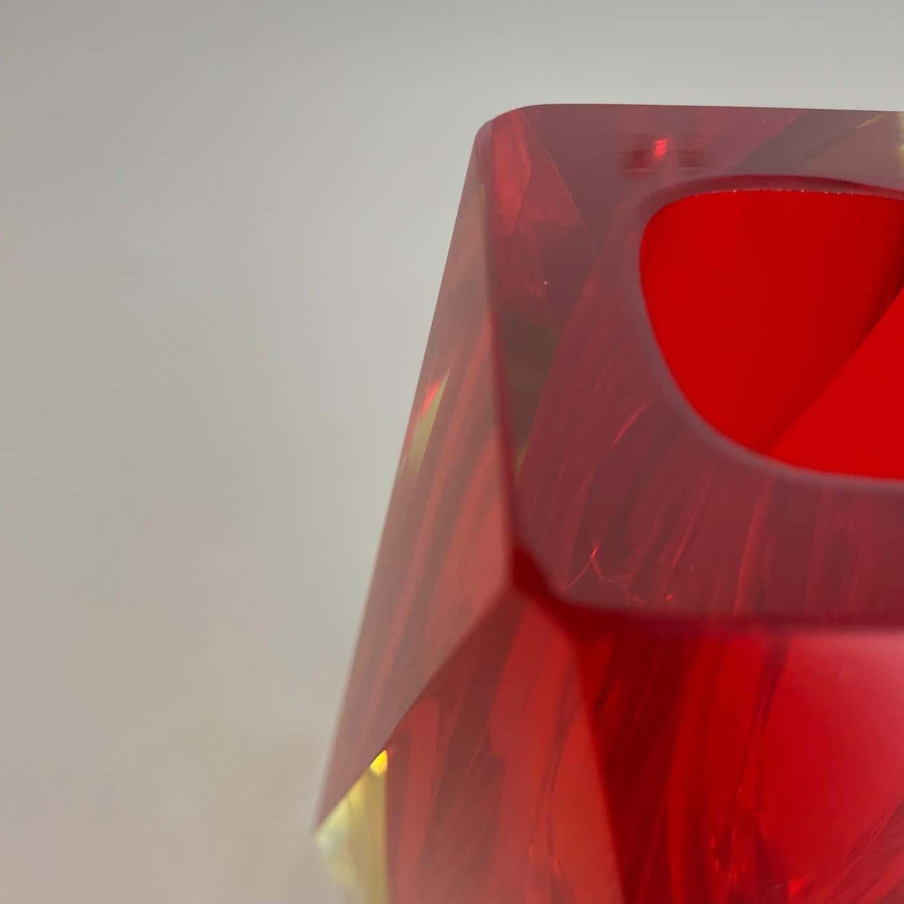 Home Decor Large Red Murano Glass Sommerso Vase By Flavio Poli Attributed, Italy 1970s photo
