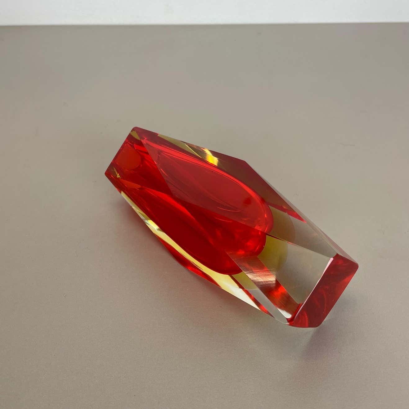 photo vintage Large Red Murano Glass Sommerso Vase By Flavio Poli Attributed, Italy 1970s