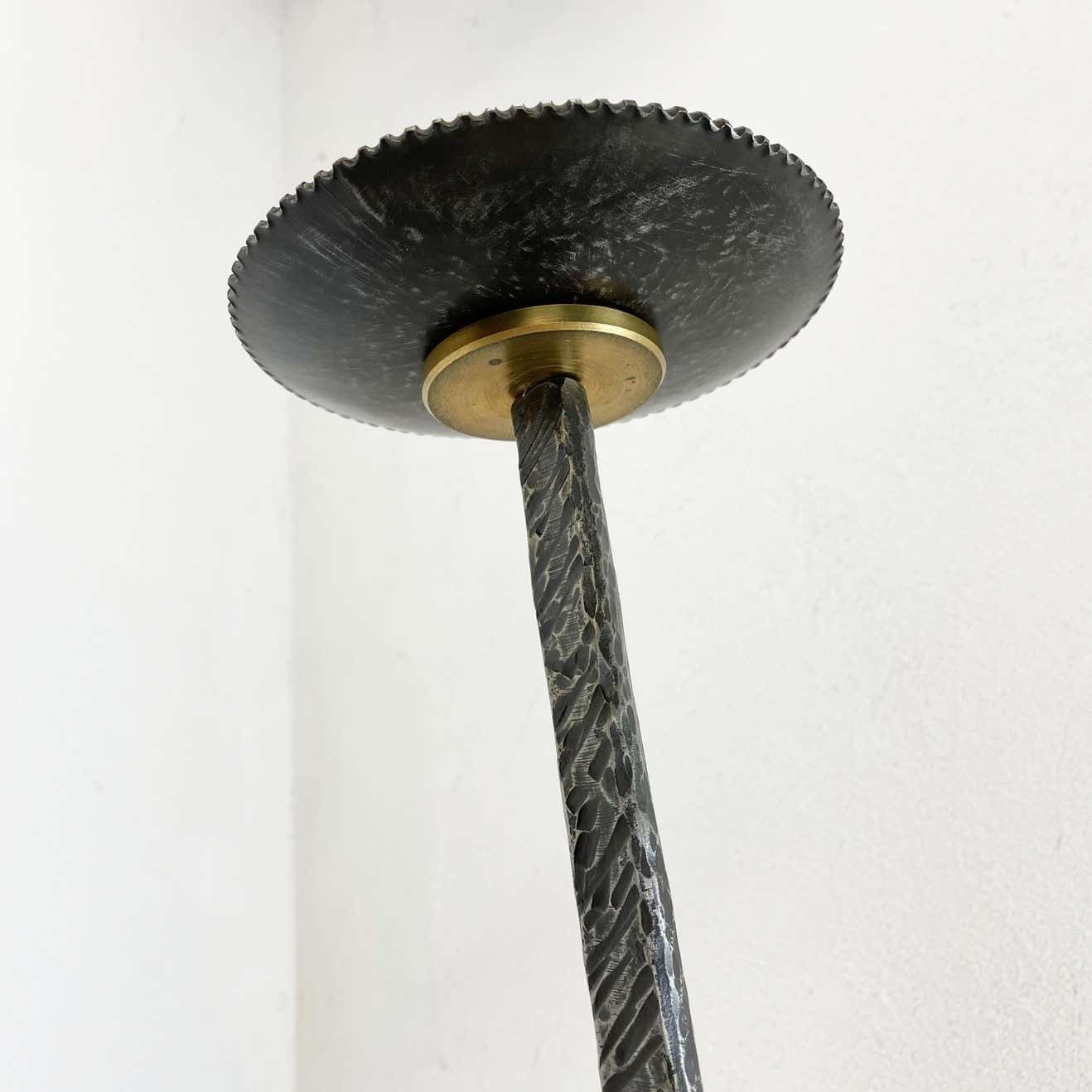 Xl Modernist Sculptural Brutalist Copper Floor Candleholder, Germany, 1970s photo vintage