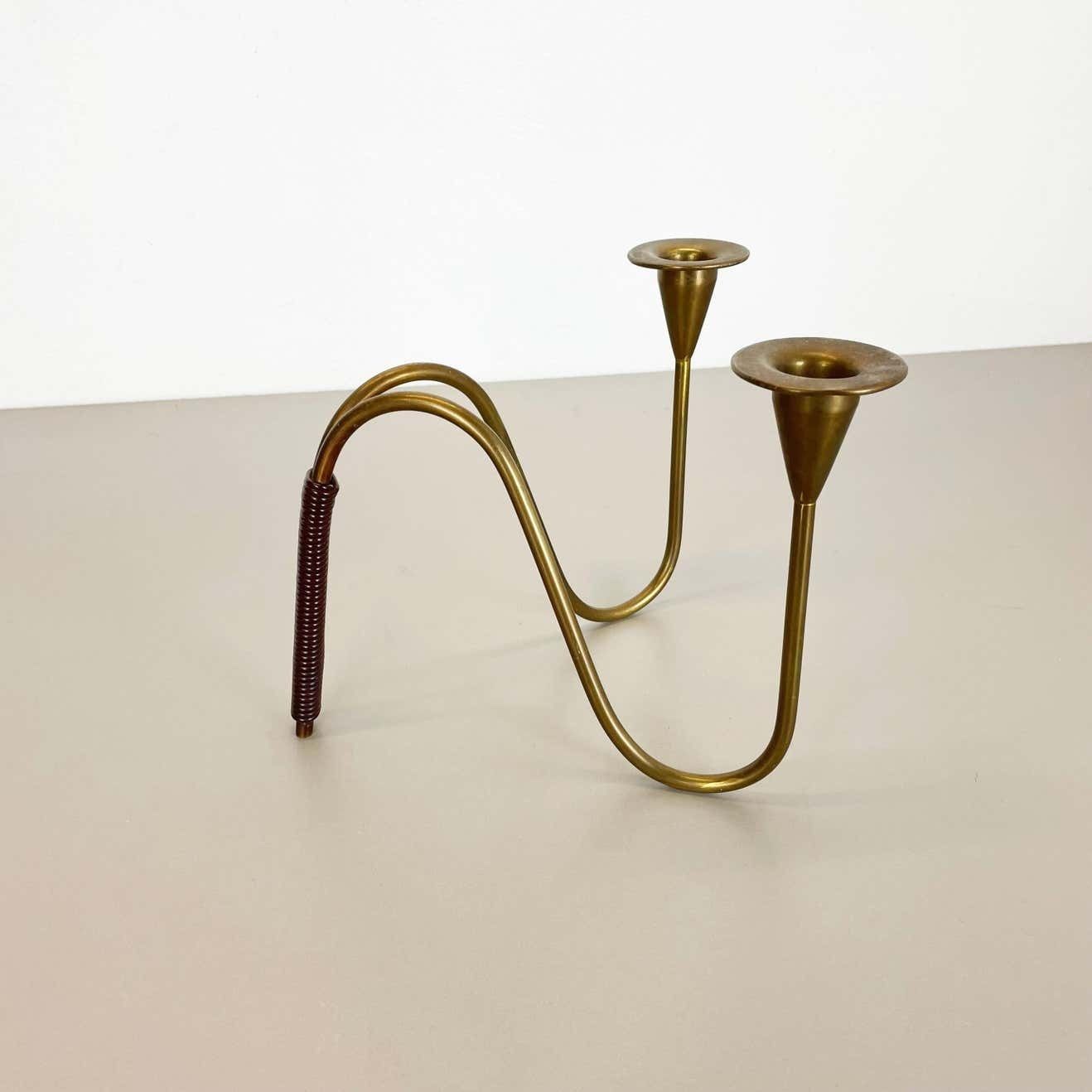 Sculptural Brass Candleholder Object By Günter Kupetz For Wmf, Germany 1950s photo for sale