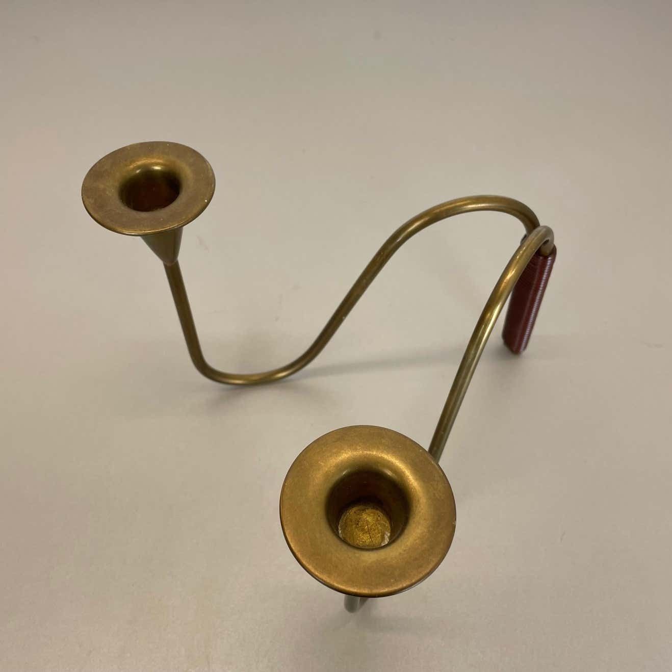 Home Decor Sculptural Brass Candleholder Object By Günter Kupetz For Wmf, Germany 1950s photo