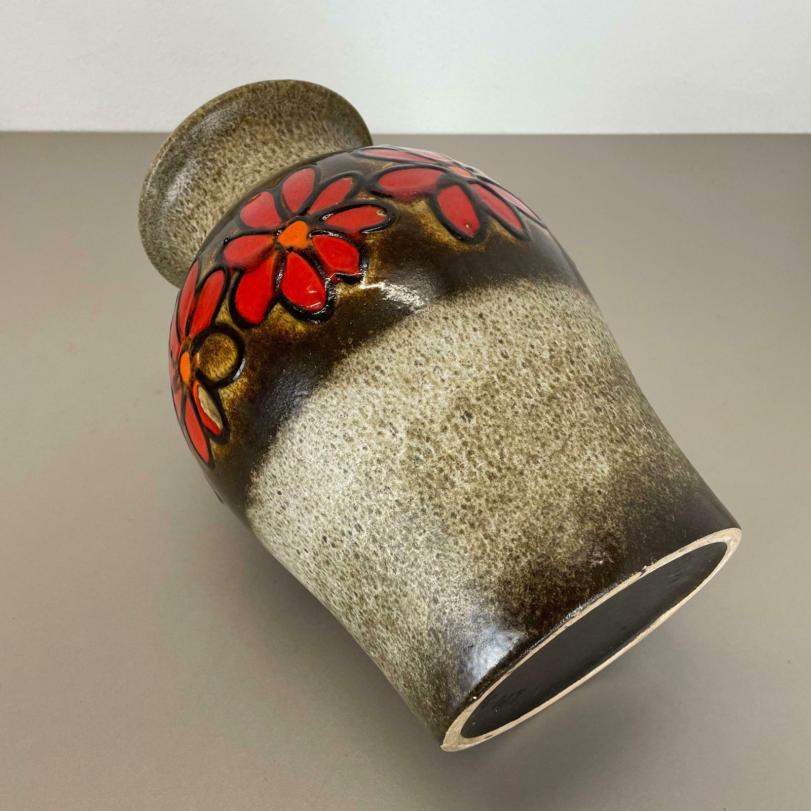 500.0 Large Pottery Fat Lava Multi Colour "Floral" Floor Vase Made By Scheurich, 1970s photo