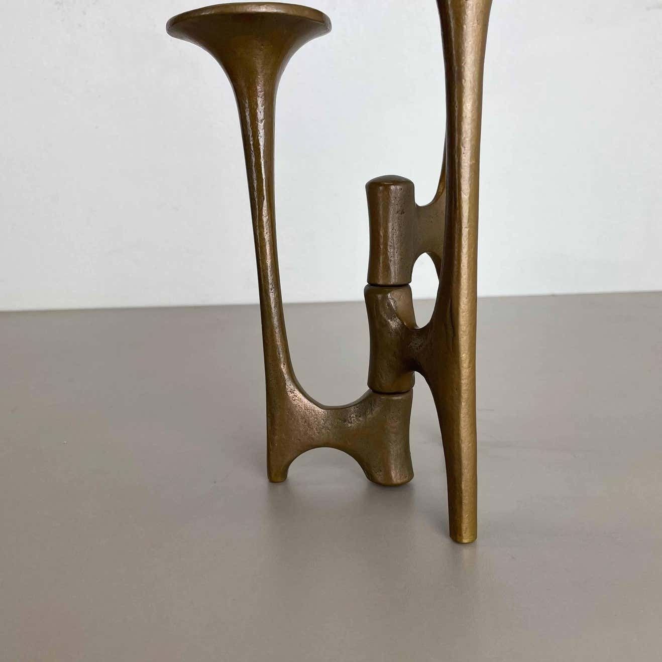 Midcentury Brutalist Bronze Tripod Candleholder By Michael Harjes, Germany 1960s photo 858.0