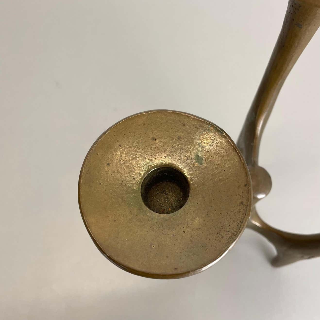 photo furniture Midcentury Brutalist Bronze Tripod Candleholder By Michael Harjes, Germany 1960s