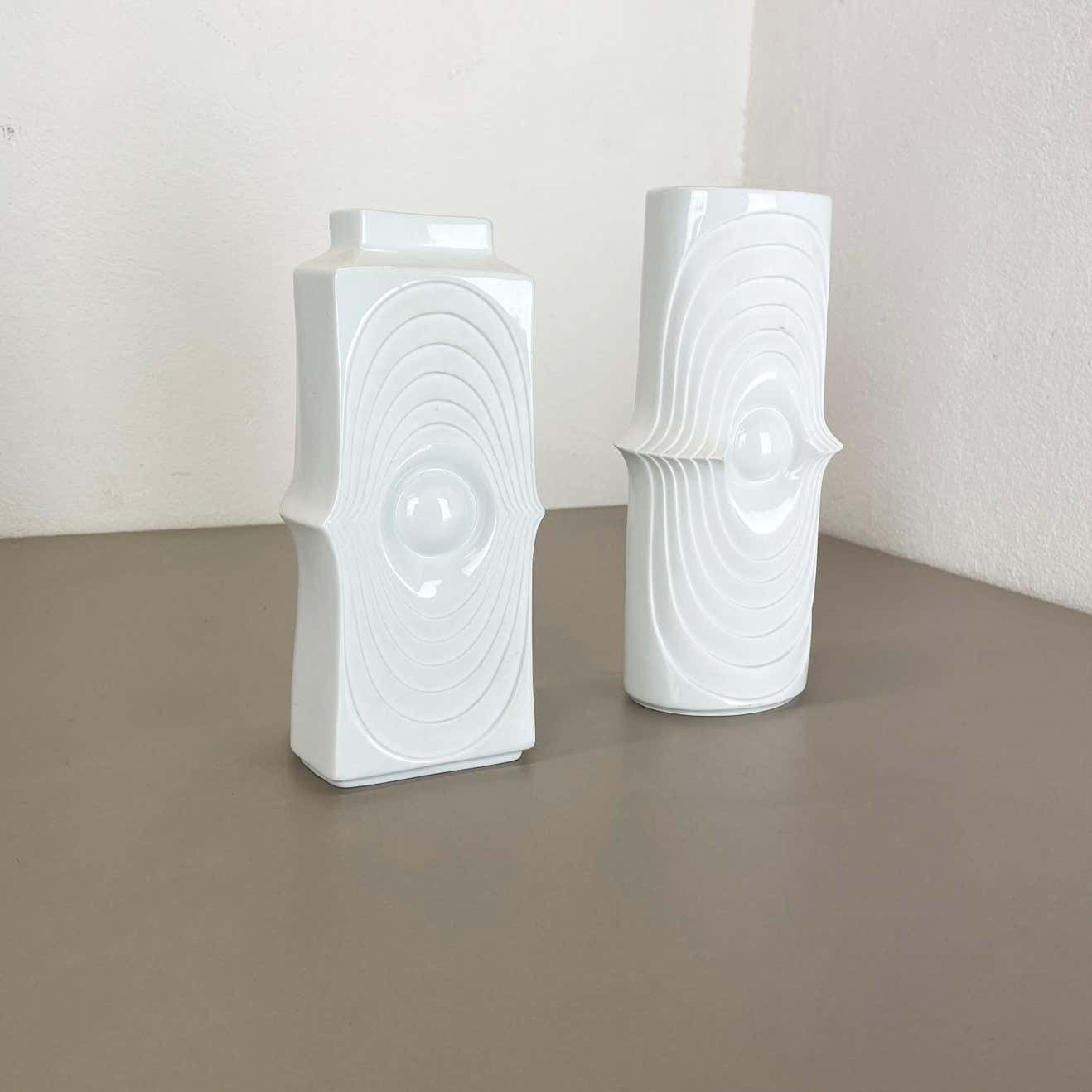 Set Of 2 Original Porcelain Op Art Vase Made By Royal Bavaria Kpm Germany, 1970s photo for sale