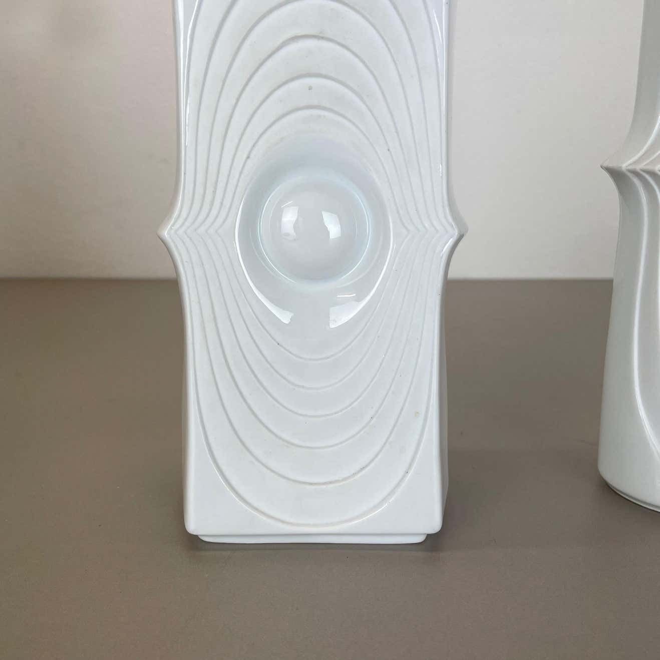 Set Of 2 Original Porcelain Op Art Vase Made By Royal Bavaria Kpm Germany, 1970s photo Home Decor