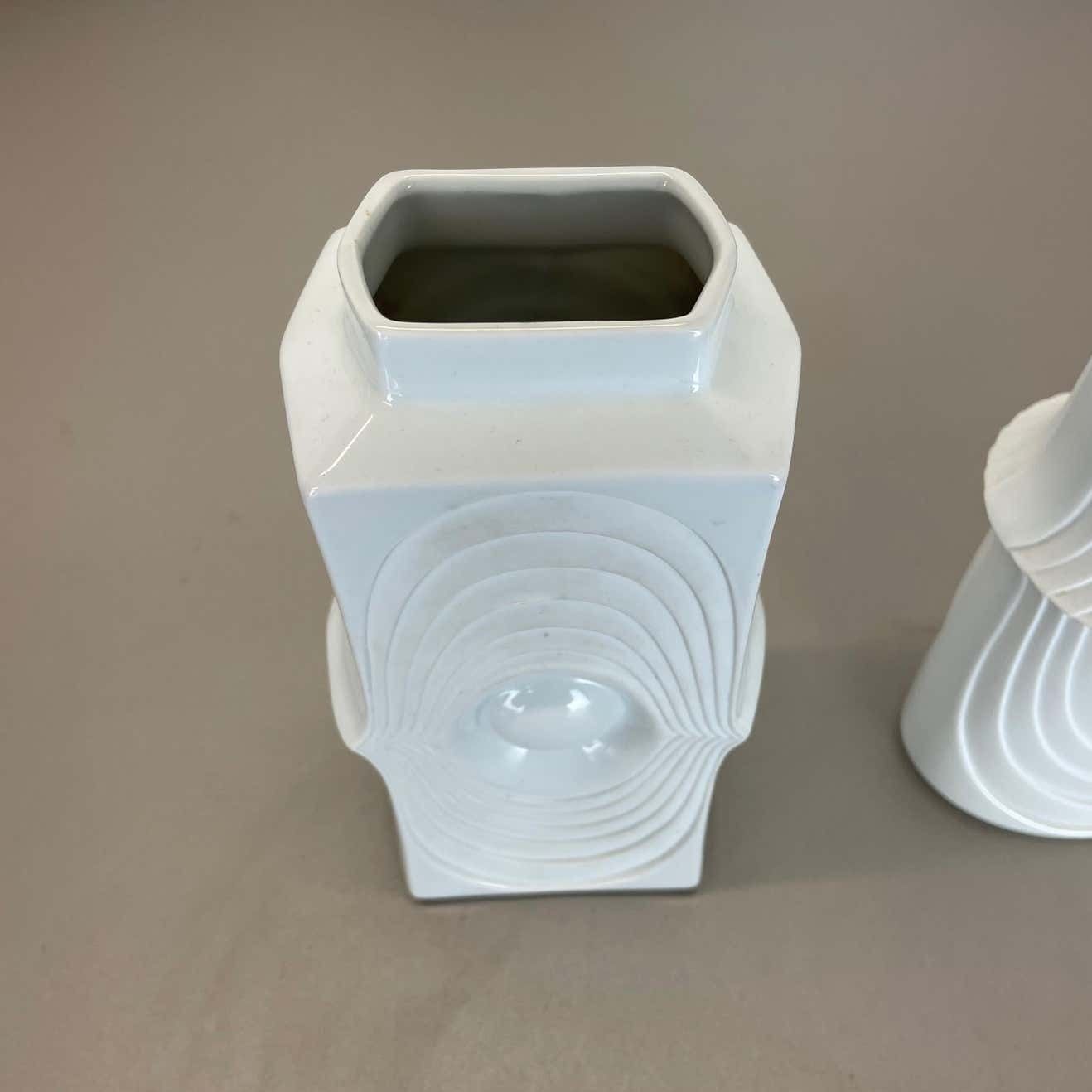 Set Of 2 Original Porcelain Op Art Vase Made By Royal Bavaria Kpm Germany, 1970s photo vinterior