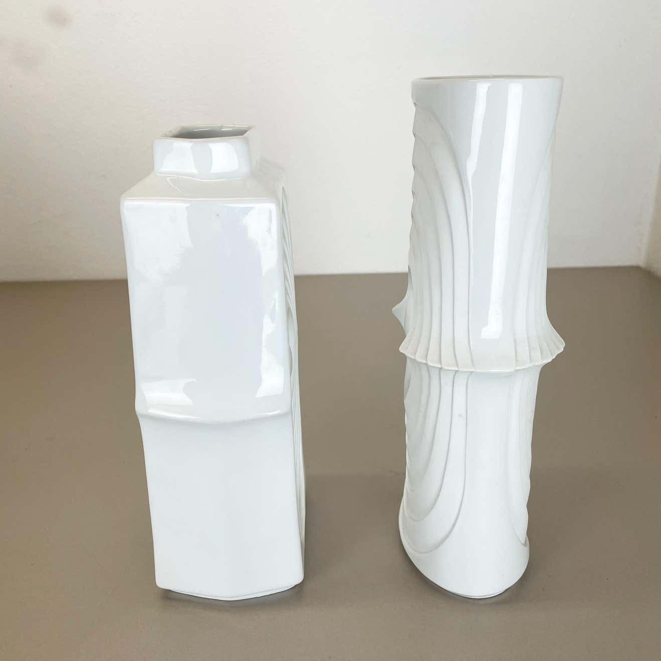 Home Decor Set Of 2 Original Porcelain Op Art Vase Made By Royal Bavaria Kpm Germany, 1970s photo