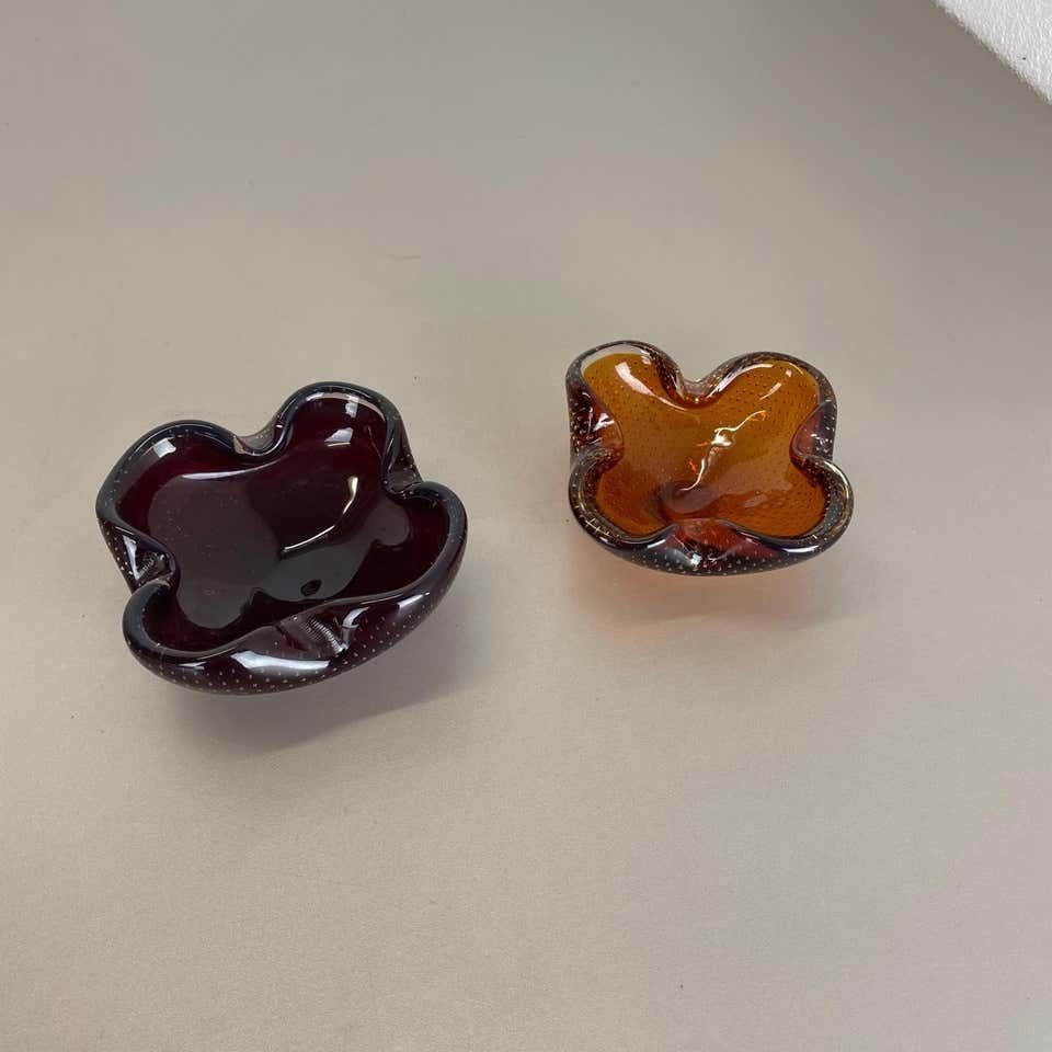 Set Of 2 Murano Glass Bowl Shells Ashtray Element By Venini, Italy, 1970s photo for sale