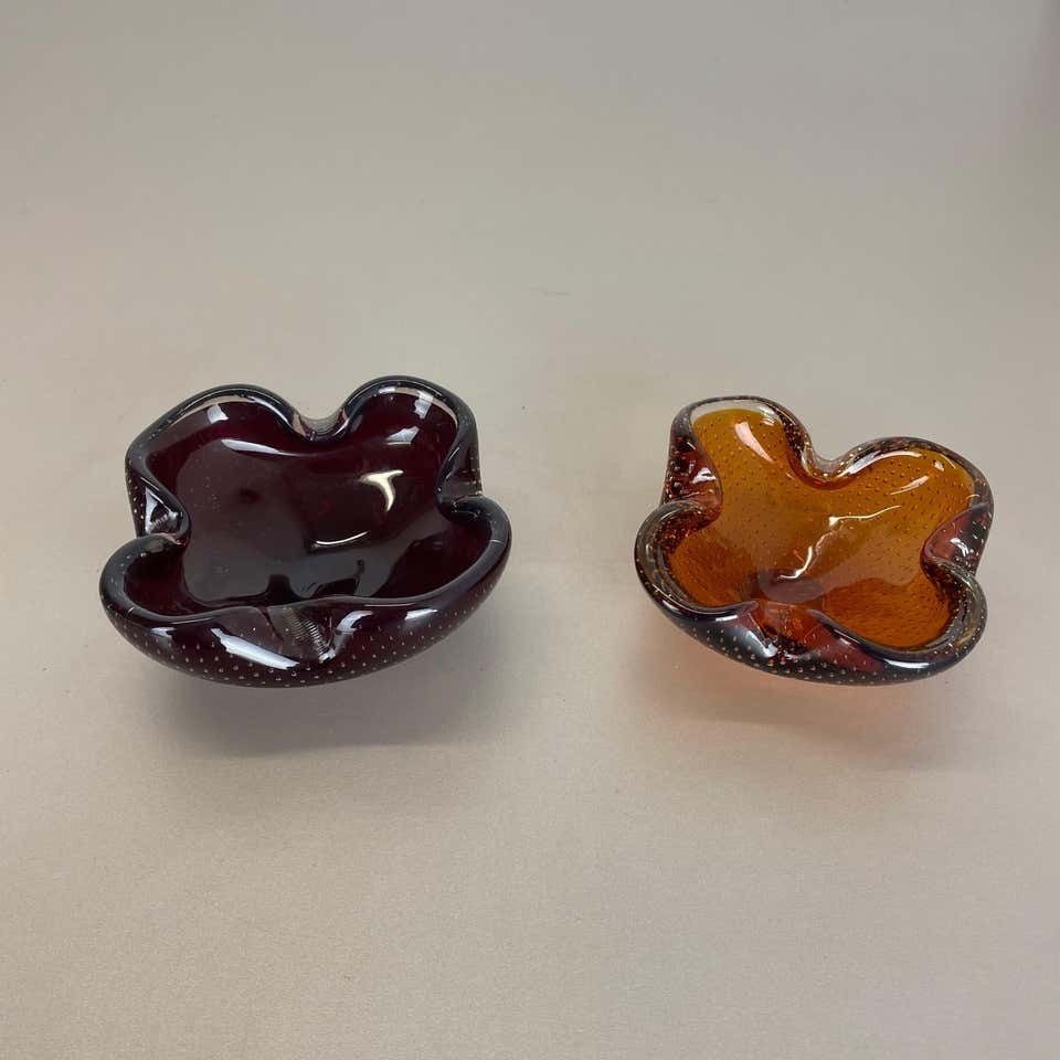 Set Of 2 Murano Glass Bowl Shells Ashtray Element By Venini, Italy, 1970s photo Home Decor