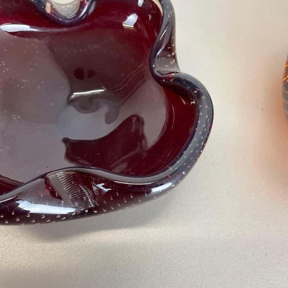 Set Of 2 Murano Glass Bowl Shells Ashtray Element By Venini, Italy, 1970s photo vintage