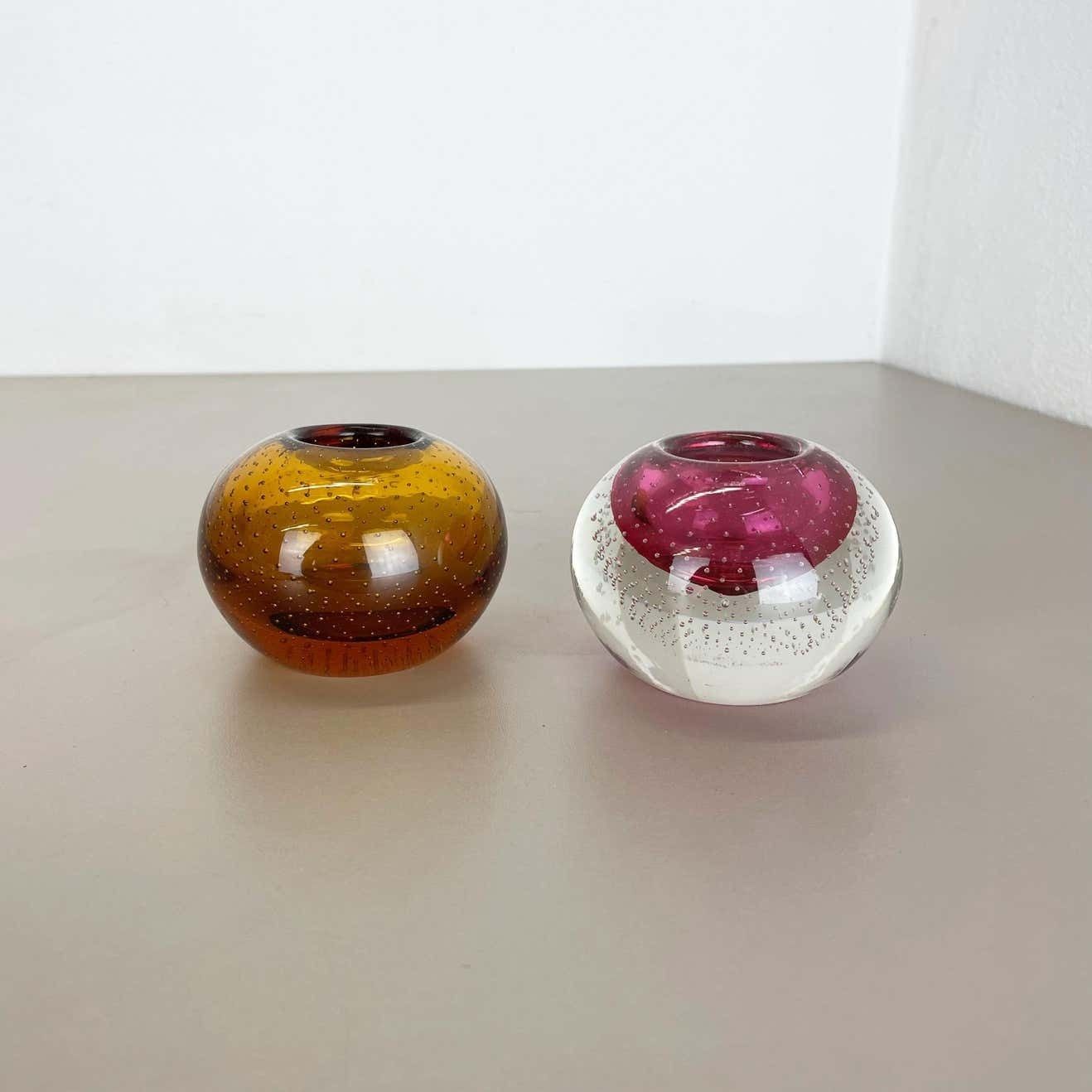Set Of 2 Murano Glass Bubble Structure Bowl Shells Ashtray Element, Italy, 1970s photo furniture