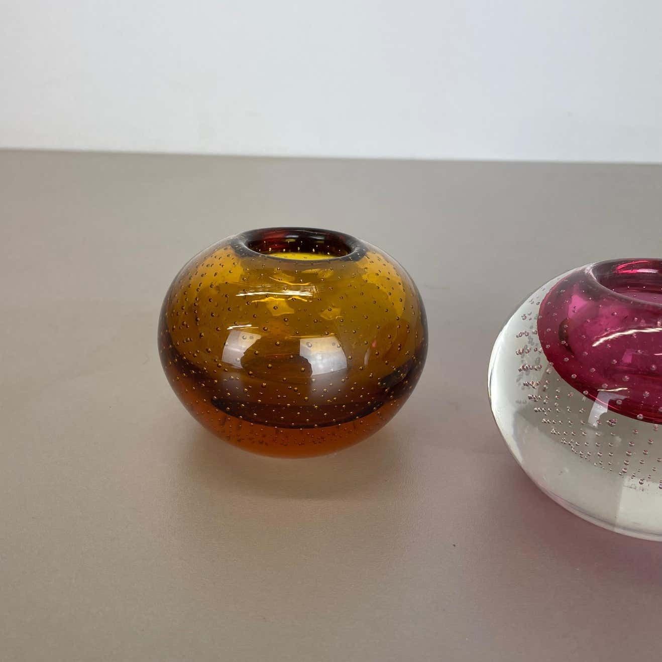 Set Of 2 Murano Glass Bubble Structure Bowl Shells Ashtray Element, Italy, 1970s photo Home Decor