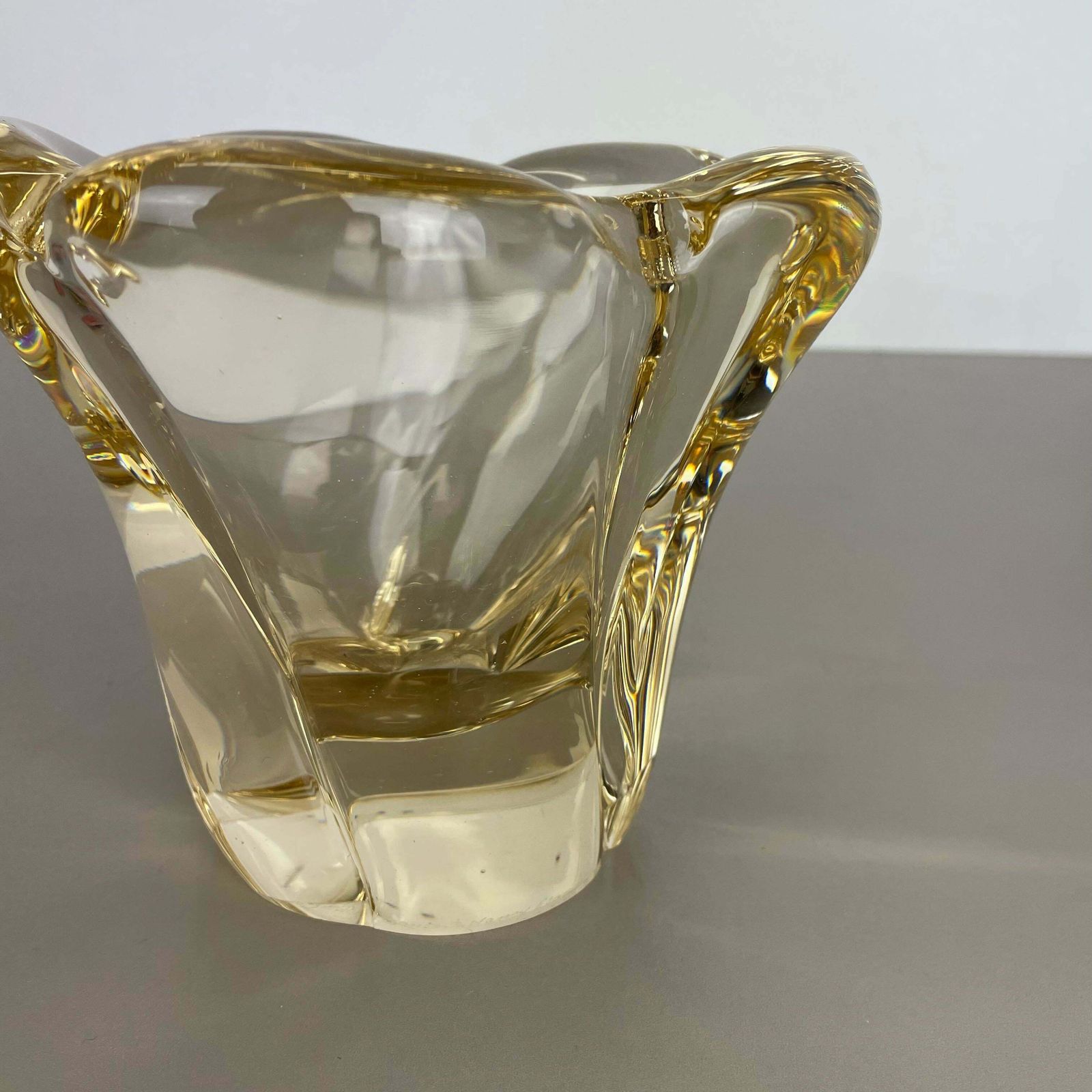 Large 3kg Crystal Glass Centrepiece Shell Bowl By Daum Nancy France 1970s photo buy