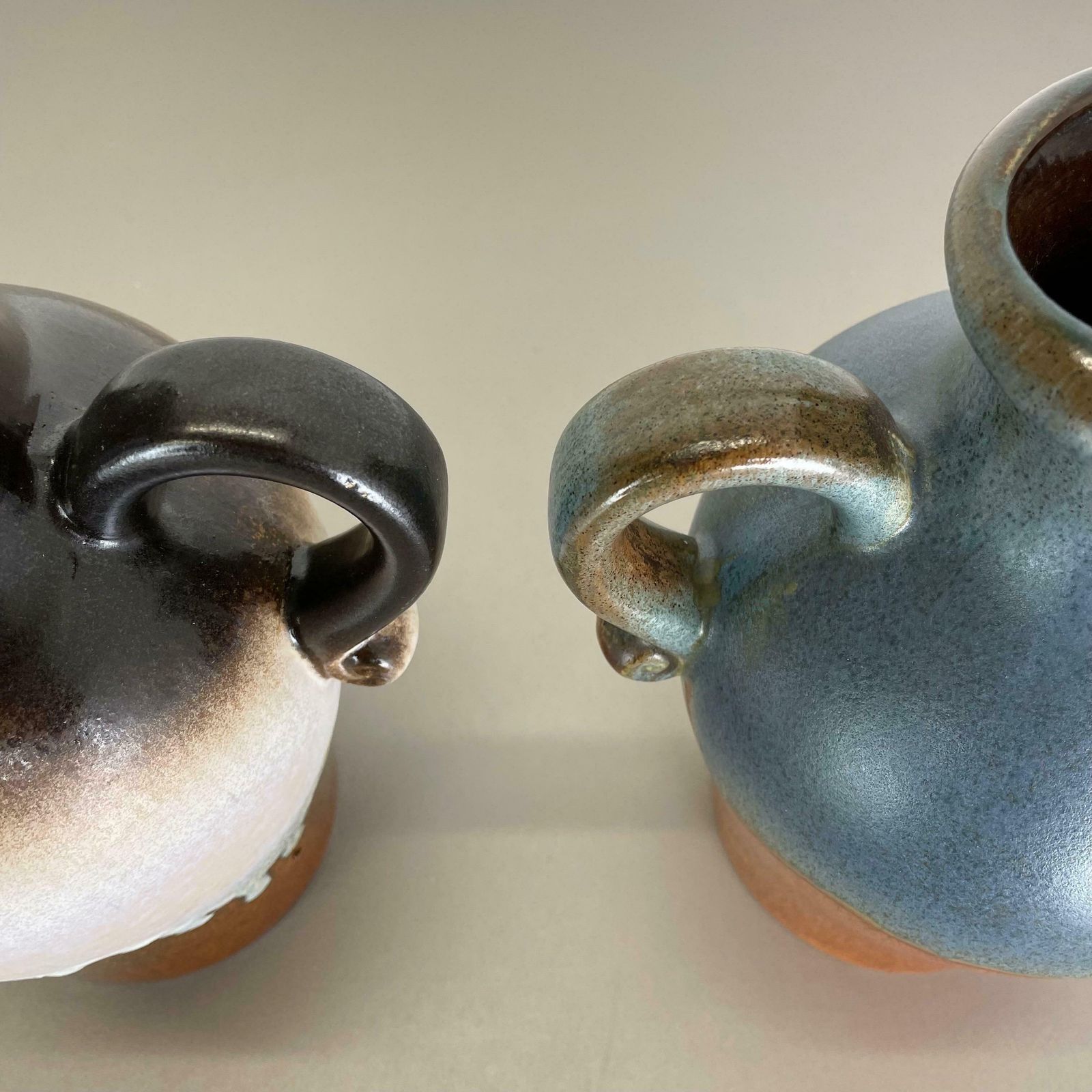 photo furniture Set Of Two Pottery Fat Lava Vases "Multi Color" By Scheurich, Germany, 1970s