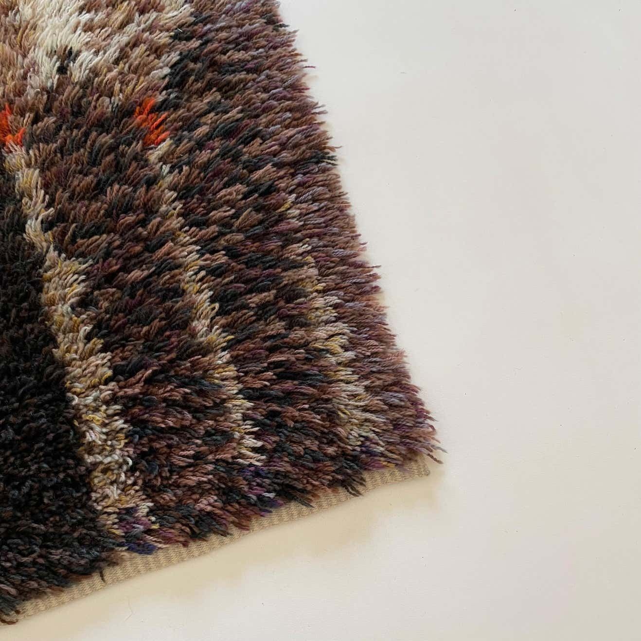 photo furniture Original Abstract Scandinavian High Pile Abstract Rya Rug Carpet, Finland, 1960s