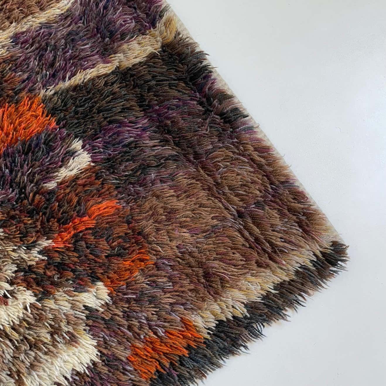 1309.0 Original Abstract Scandinavian High Pile Abstract Rya Rug Carpet, Finland, 1960s photo