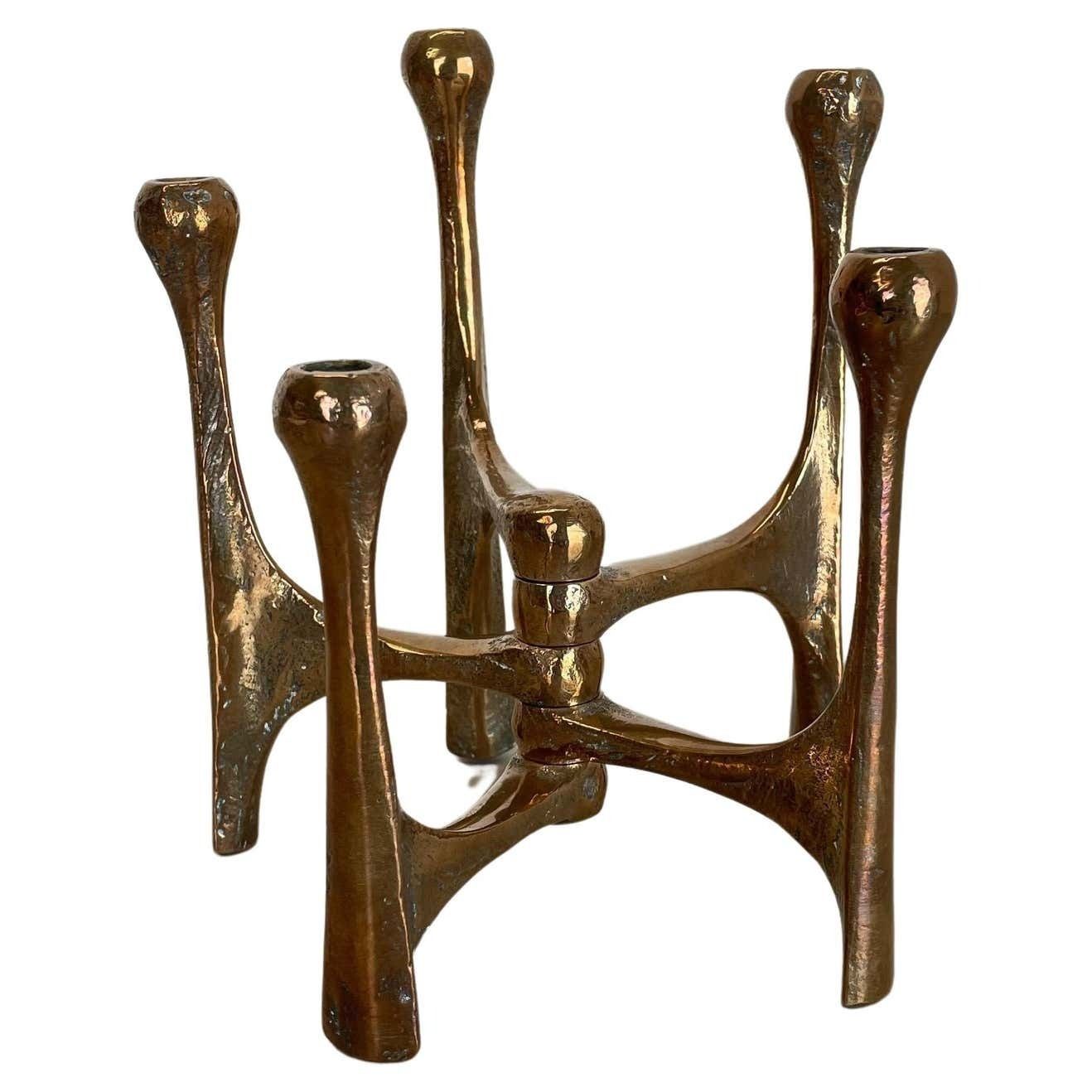 Midcentury Brutalist Bronze Candleholder By Michael Harjes, Germany, 1960s