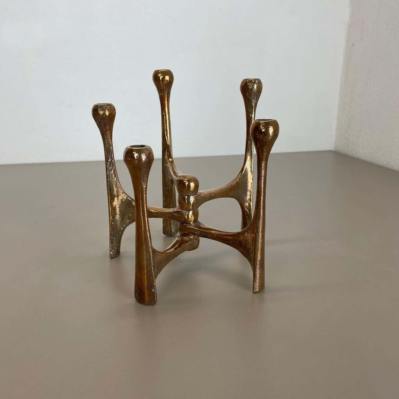 Midcentury Brutalist Bronze Candleholder By Michael Harjes, Germany, 1960s photo for sale