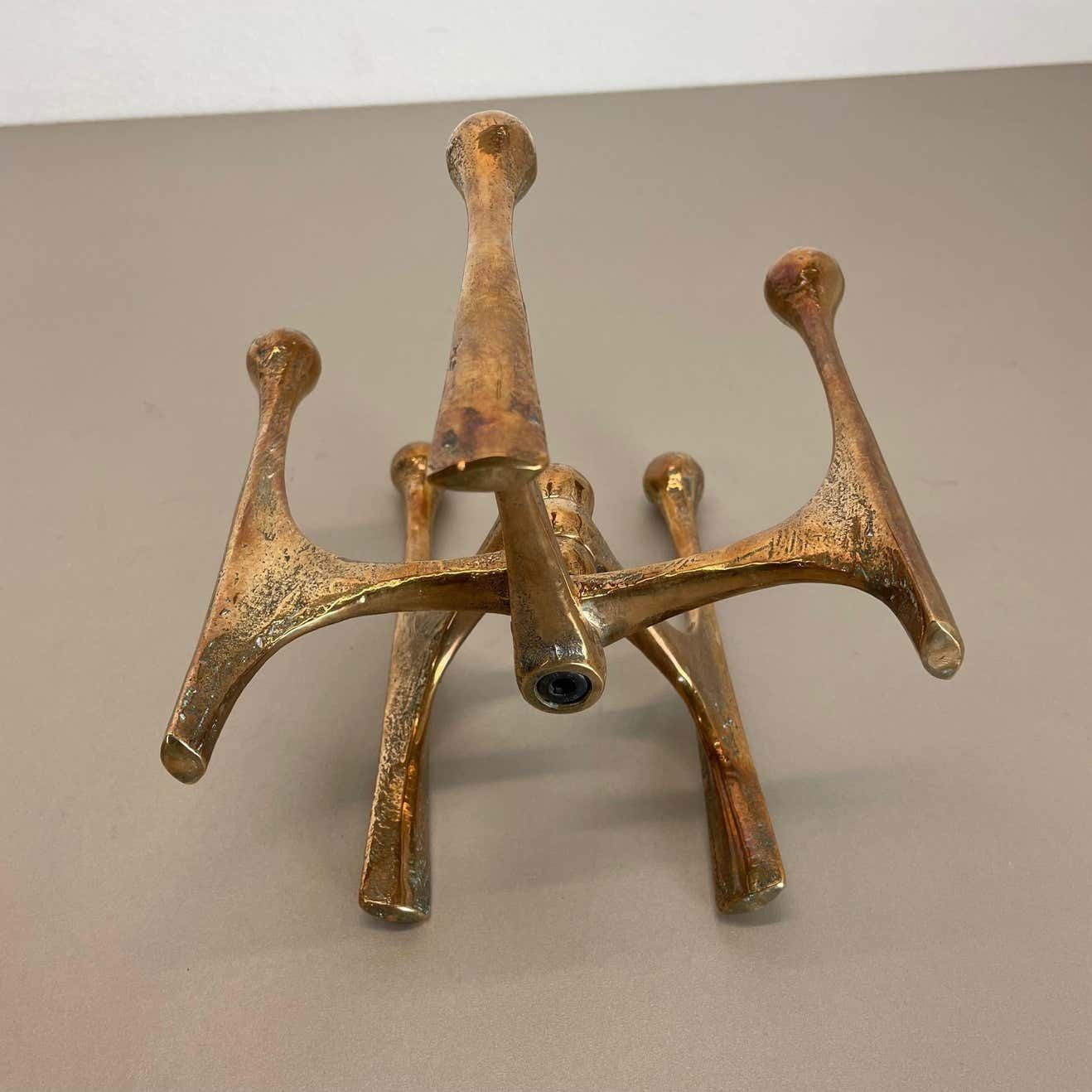 photo vintage Midcentury Brutalist Bronze Candleholder By Michael Harjes, Germany, 1960s