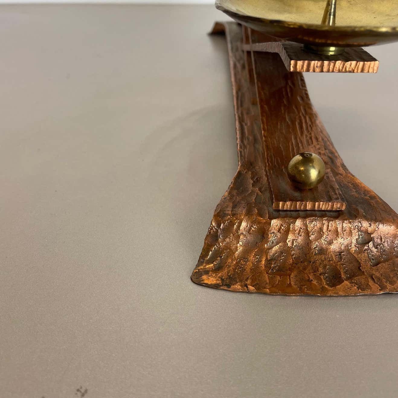 photo vintage Hagenauer Style Brutalist Copper + Brass Candleholder, Austria 1950