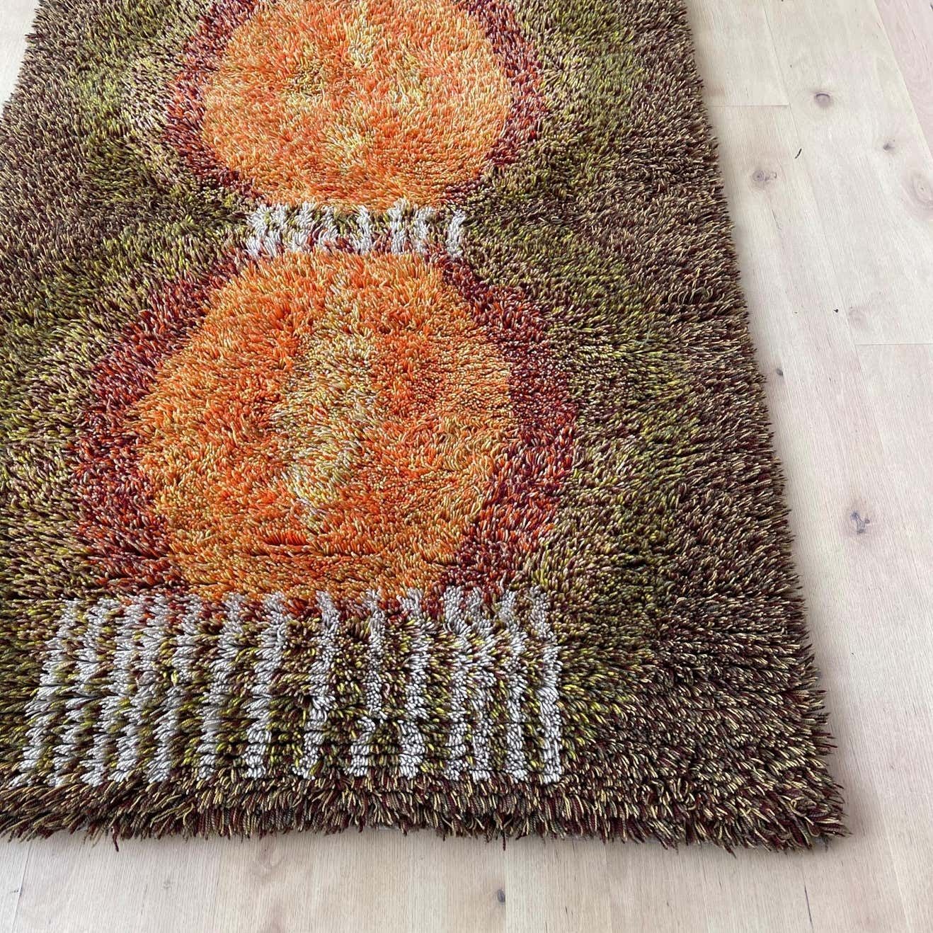 Original Abstract Scandinavian High Pile Abstract Rya Rug Carpet, Finland, 1960s photo 2032.0