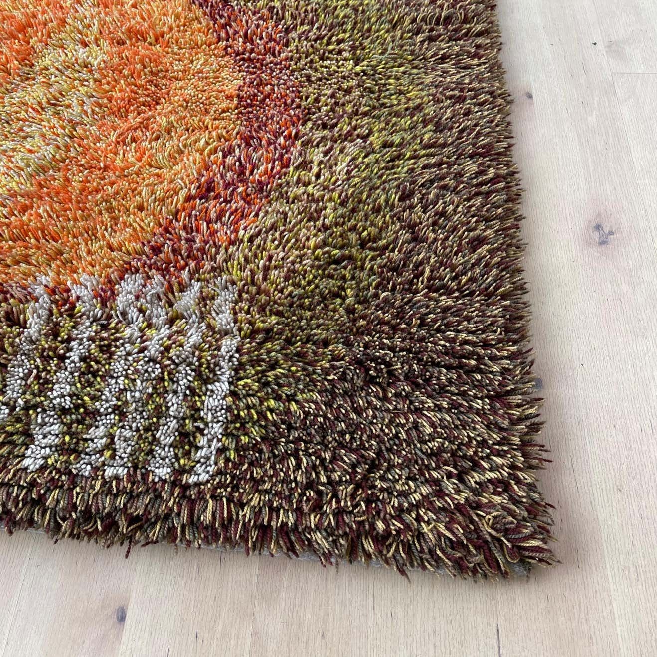 photo for sale Original Abstract Scandinavian High Pile Abstract Rya Rug Carpet, Finland, 1960s