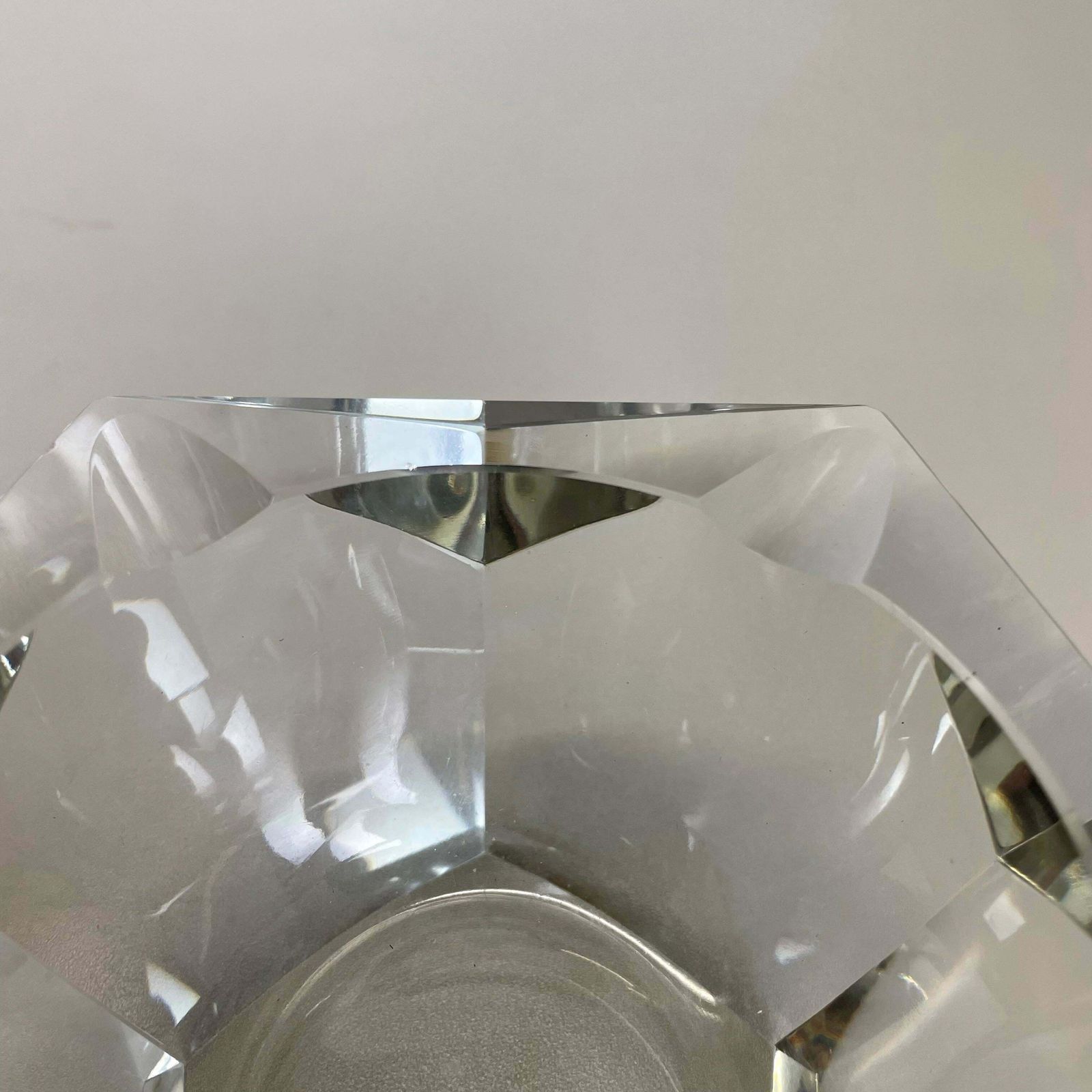 photo for sale Large Murano Faceted Diamond Lucid Bowl Ashtray Element, Italy, 1970s